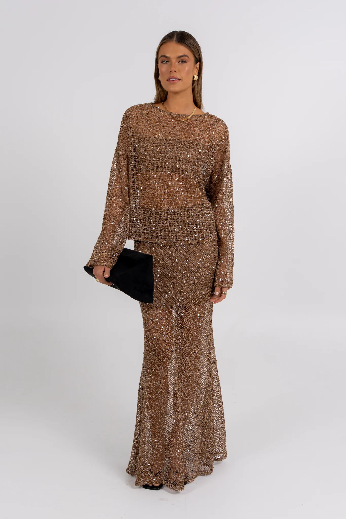 Mae Sequin Top Mocha - Image 5