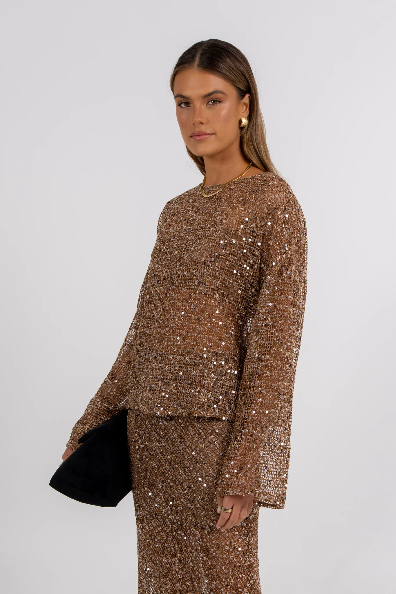 Mae Sequin Top Mocha - Image 6