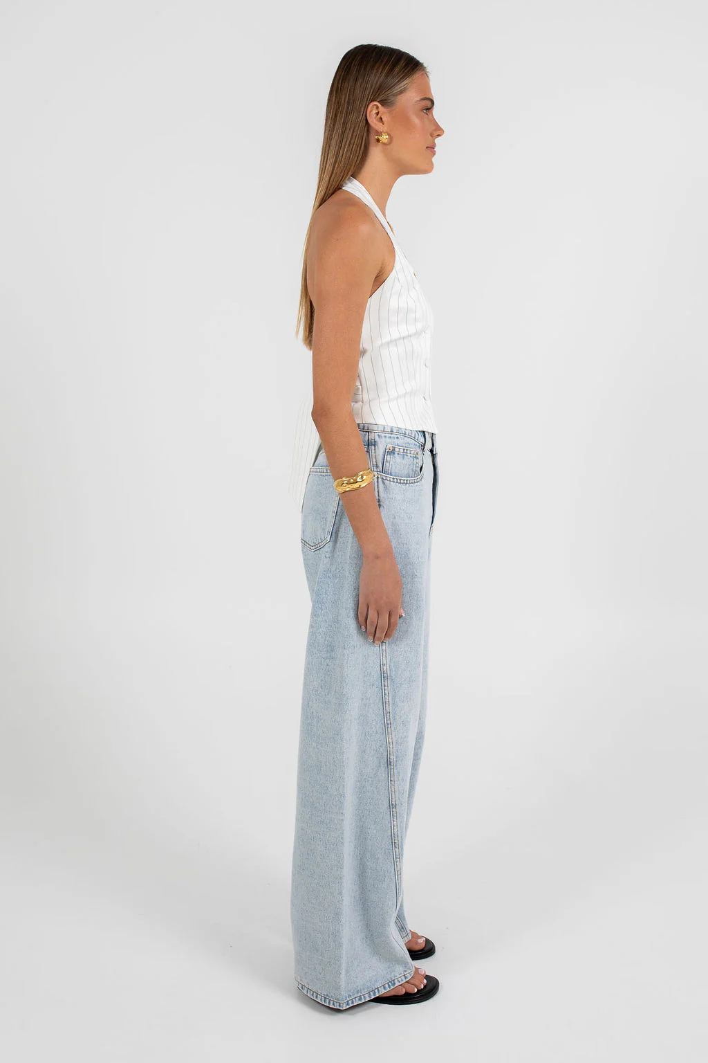 Marnie Halter Top White Pinstripe - Image 15