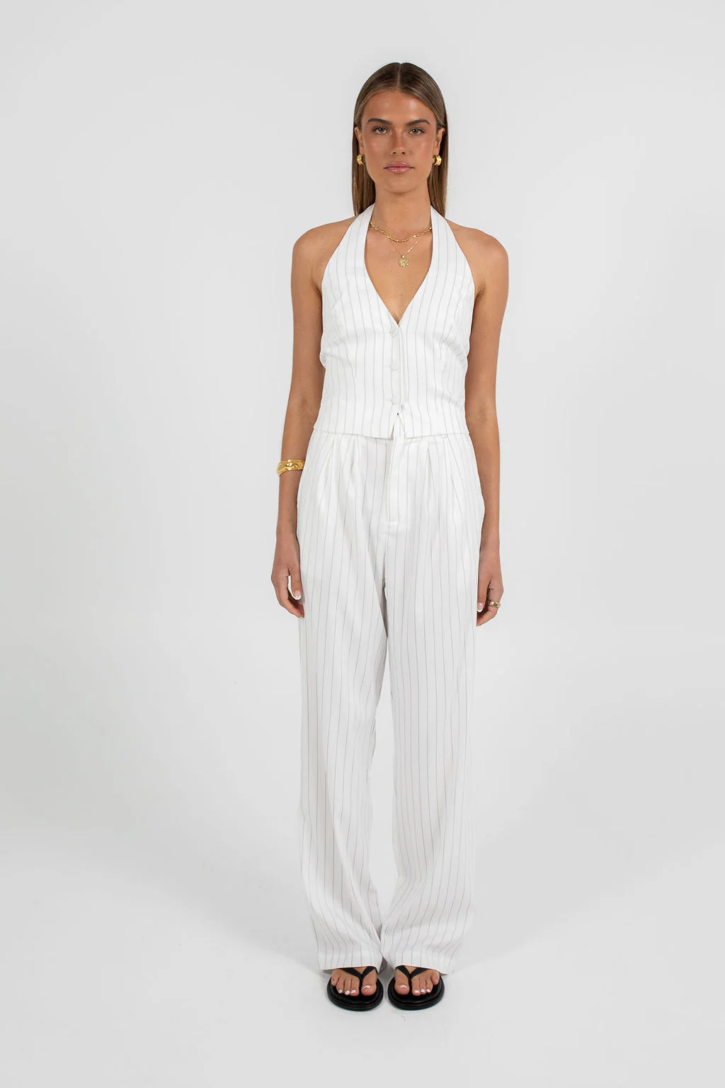 Marnie Halter Top White Pinstripe - Image 16