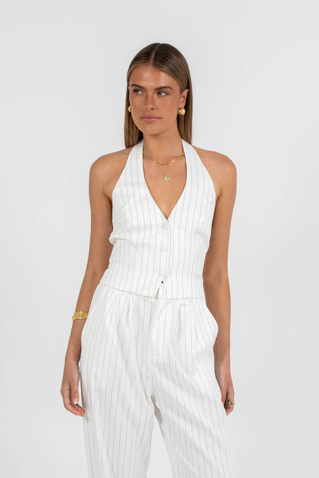 Marnie Halter Top White Pinstripe - Image 5