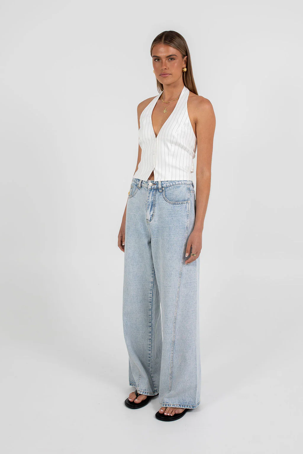 Marnie Halter Top White Pinstripe - Image 6