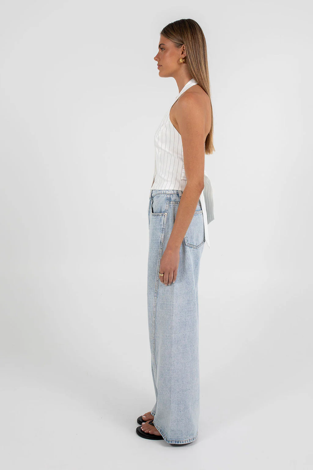 Marnie Halter Top White Pinstripe - Image 9