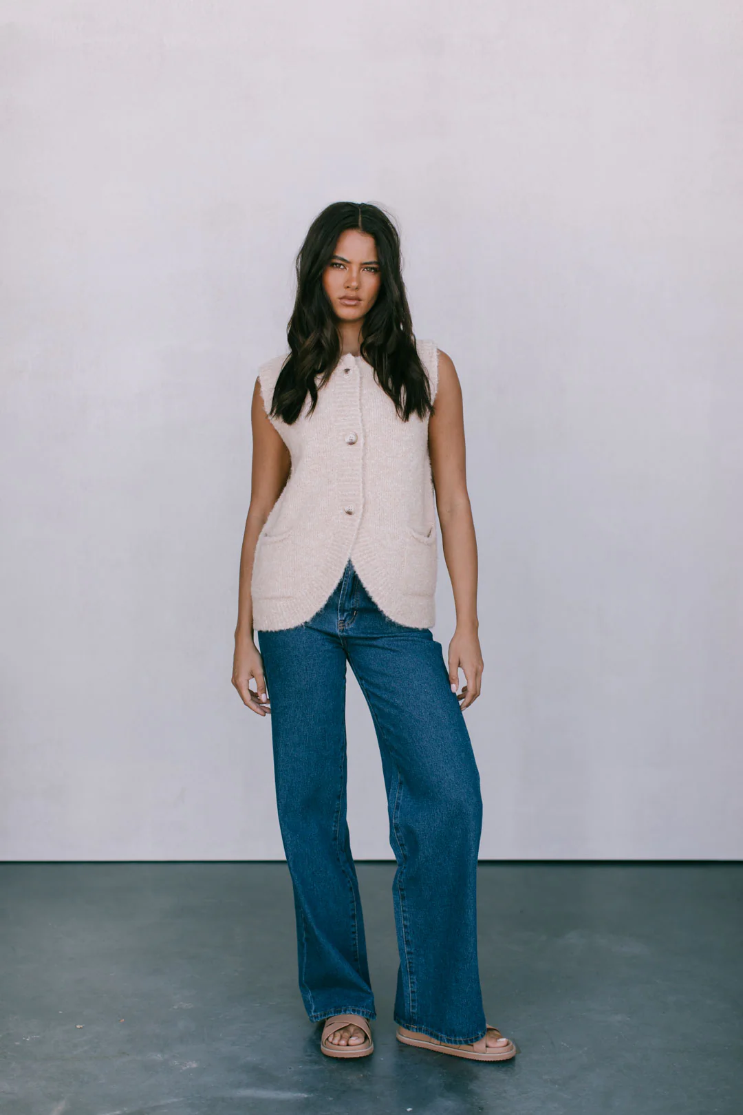 Nadia Knit Vest Beige - Image 3