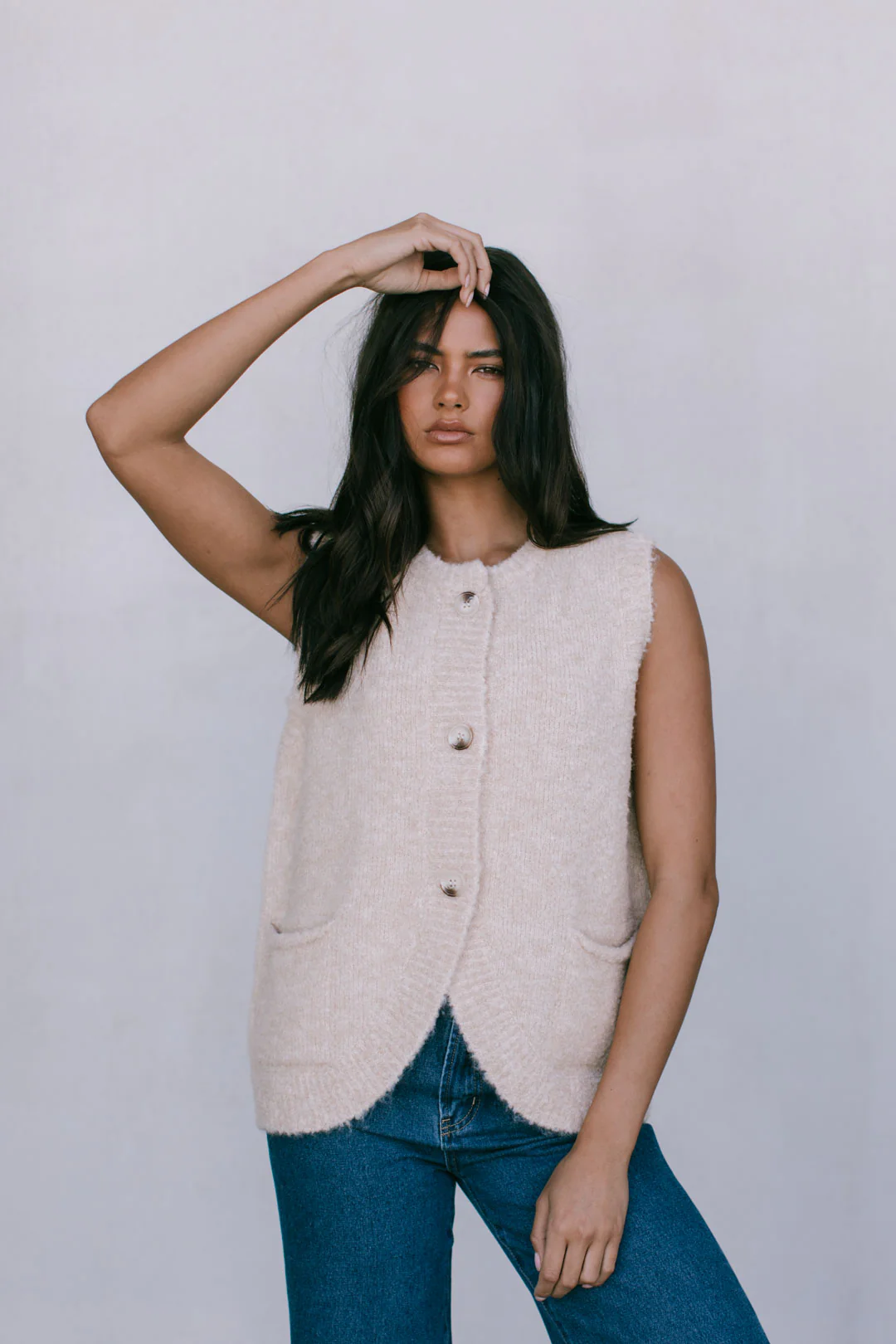 Nadia Knit Vest Beige - Image 4