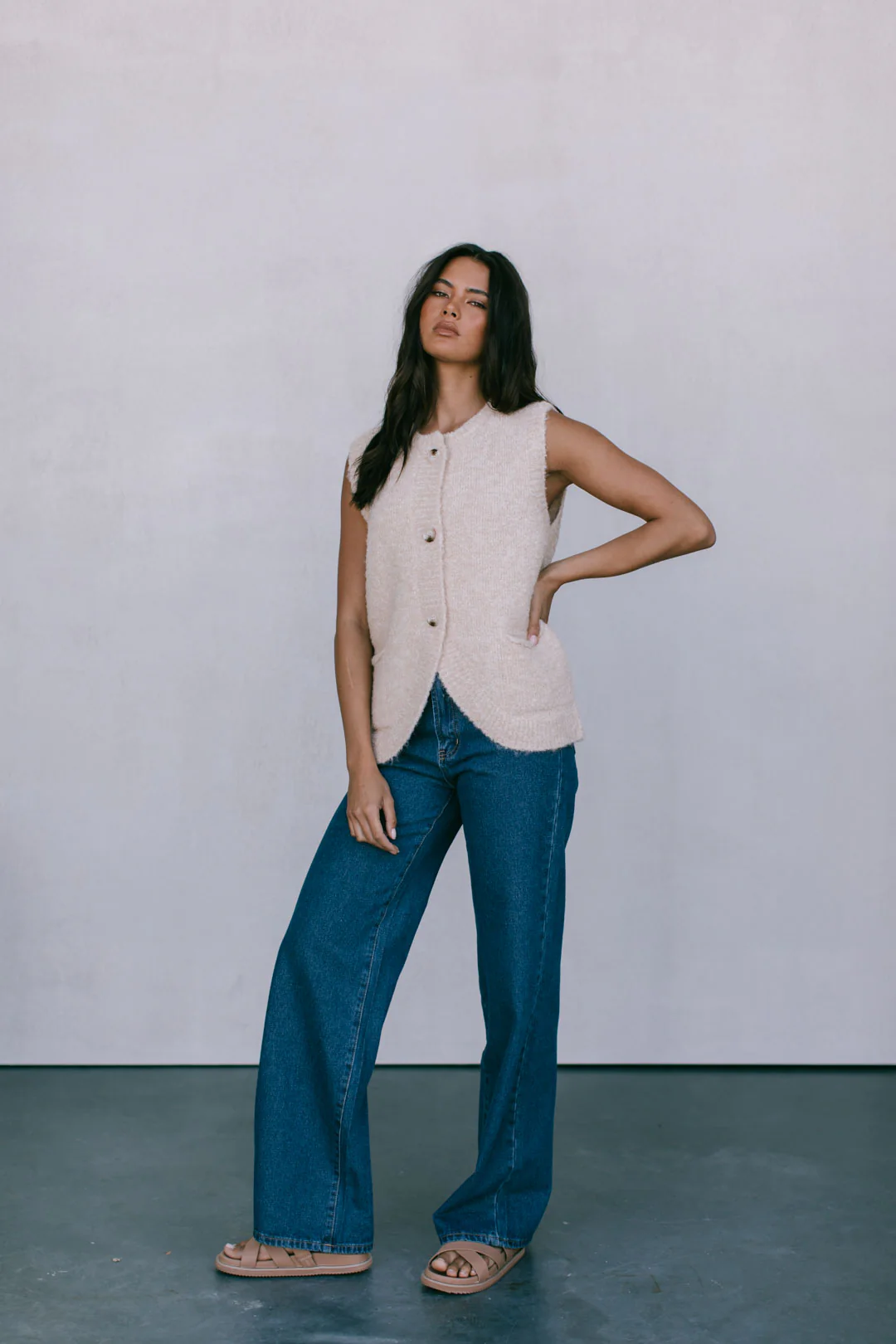 Nadia Knit Vest Beige - Image 8