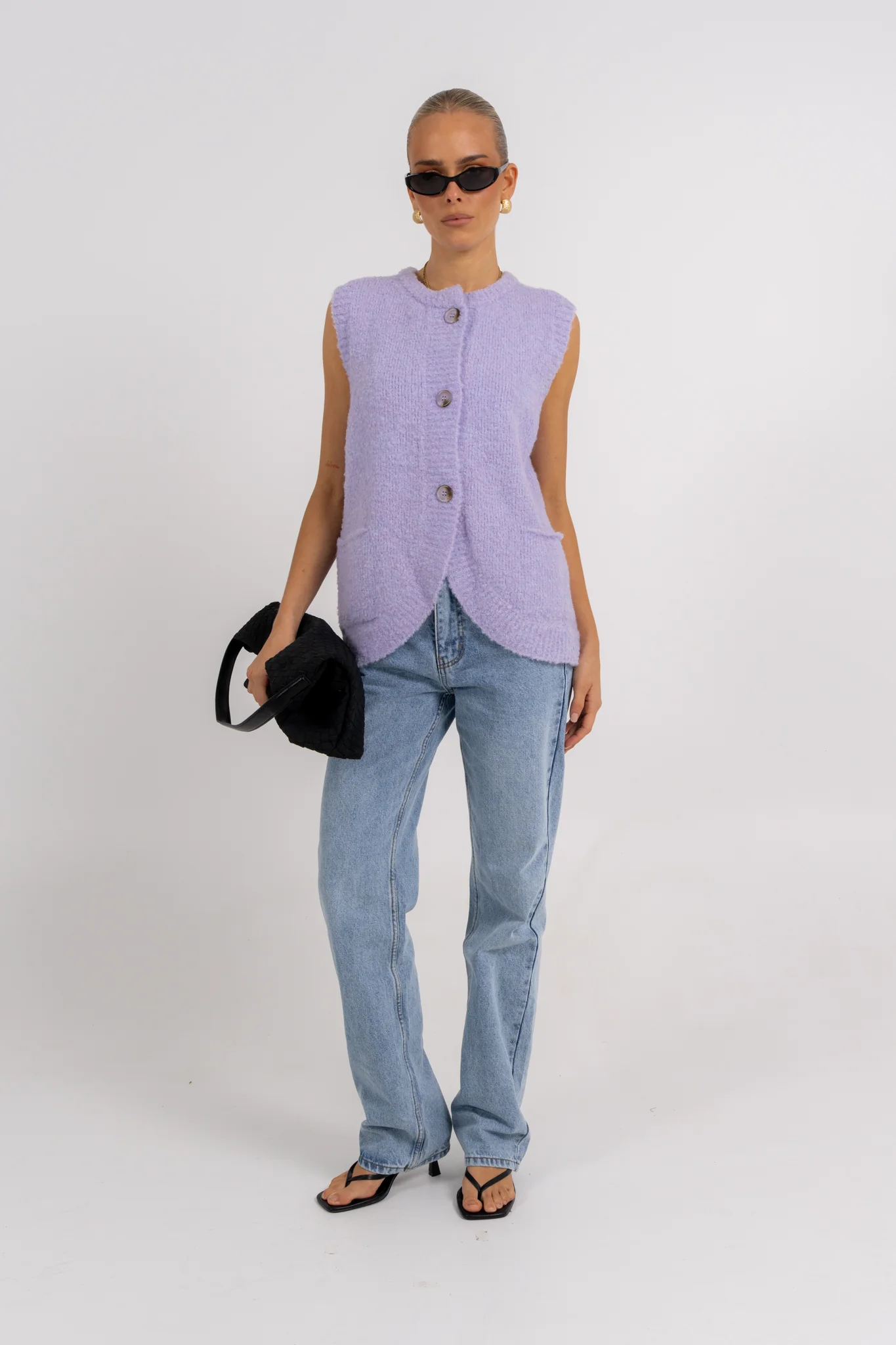 Nadia Knit Vest Lilac Marle