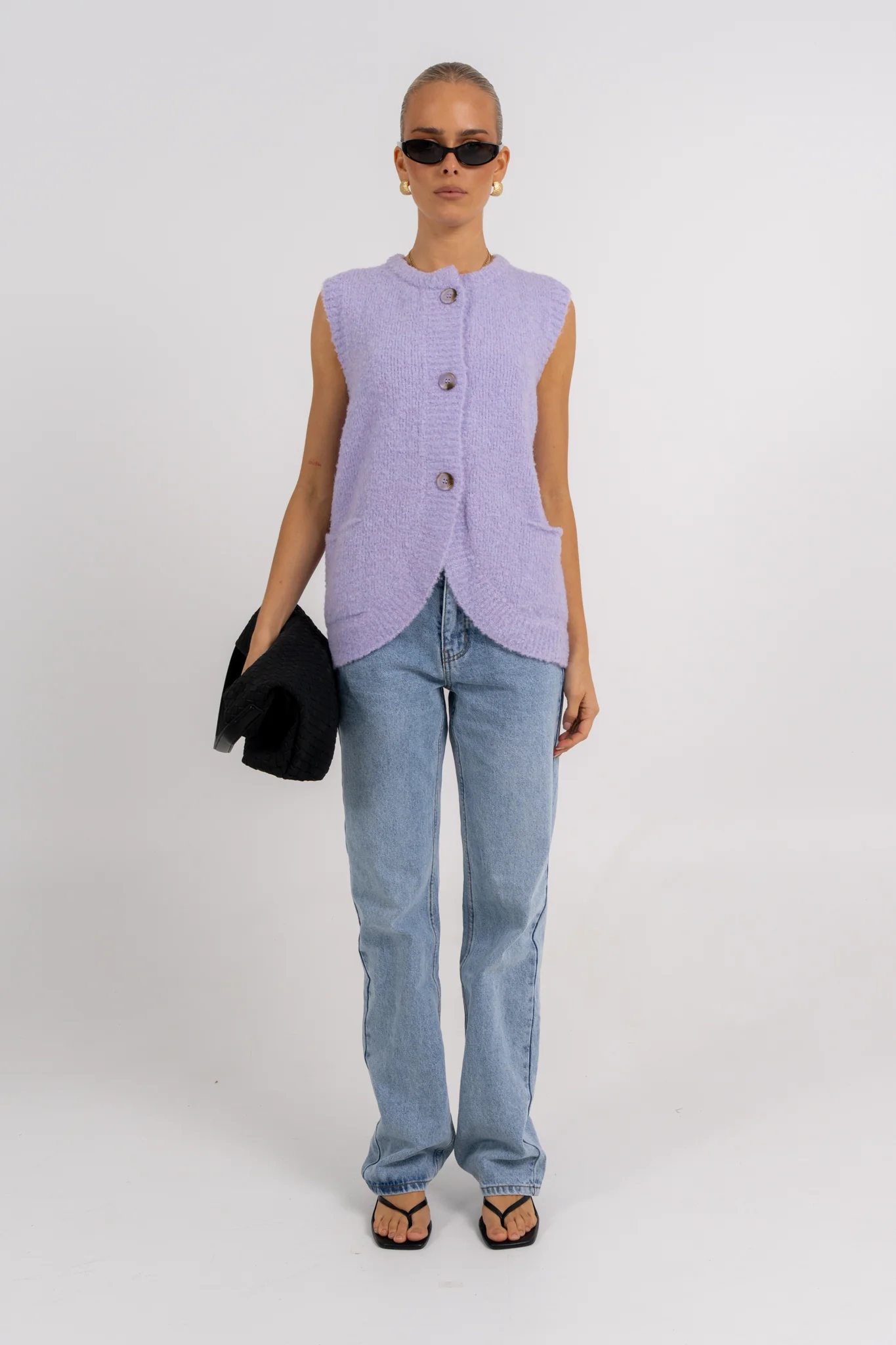 Nadia Knit Vest Lilac Marle - Image 3