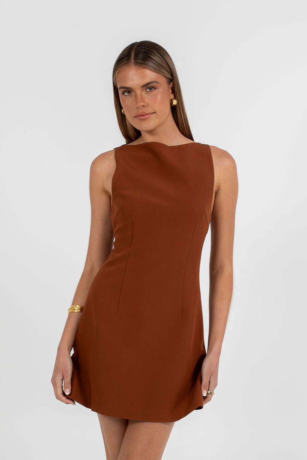 Natalia Mini Dress Brown - Image 7