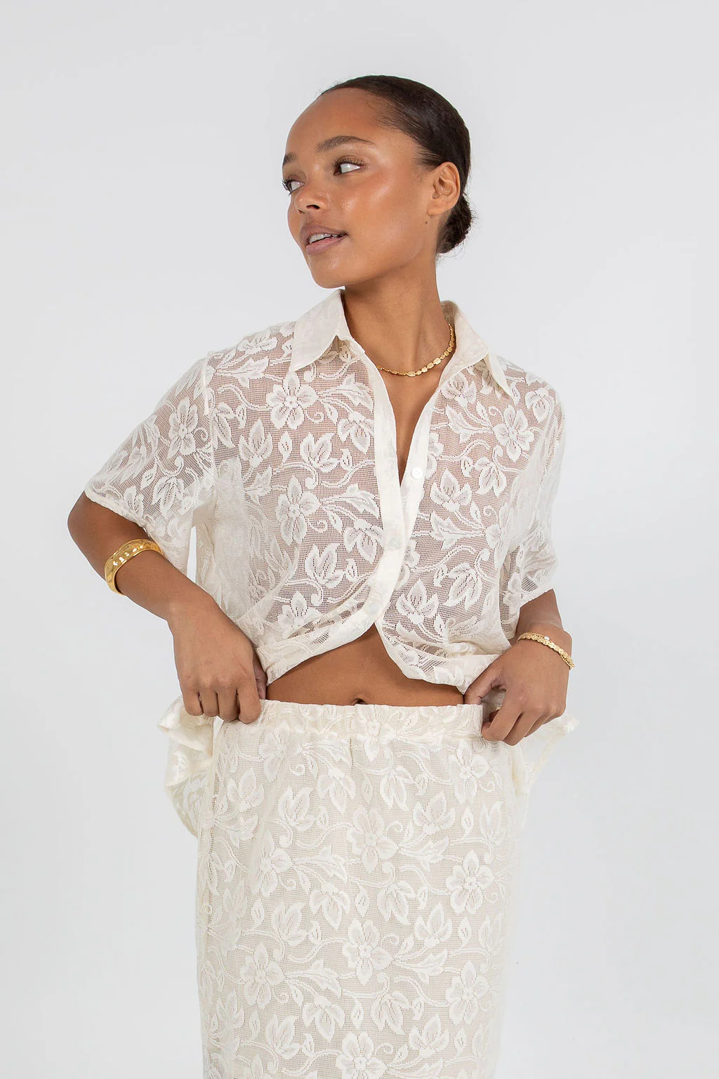 Nelly Lace Skirt Cream - Image 8