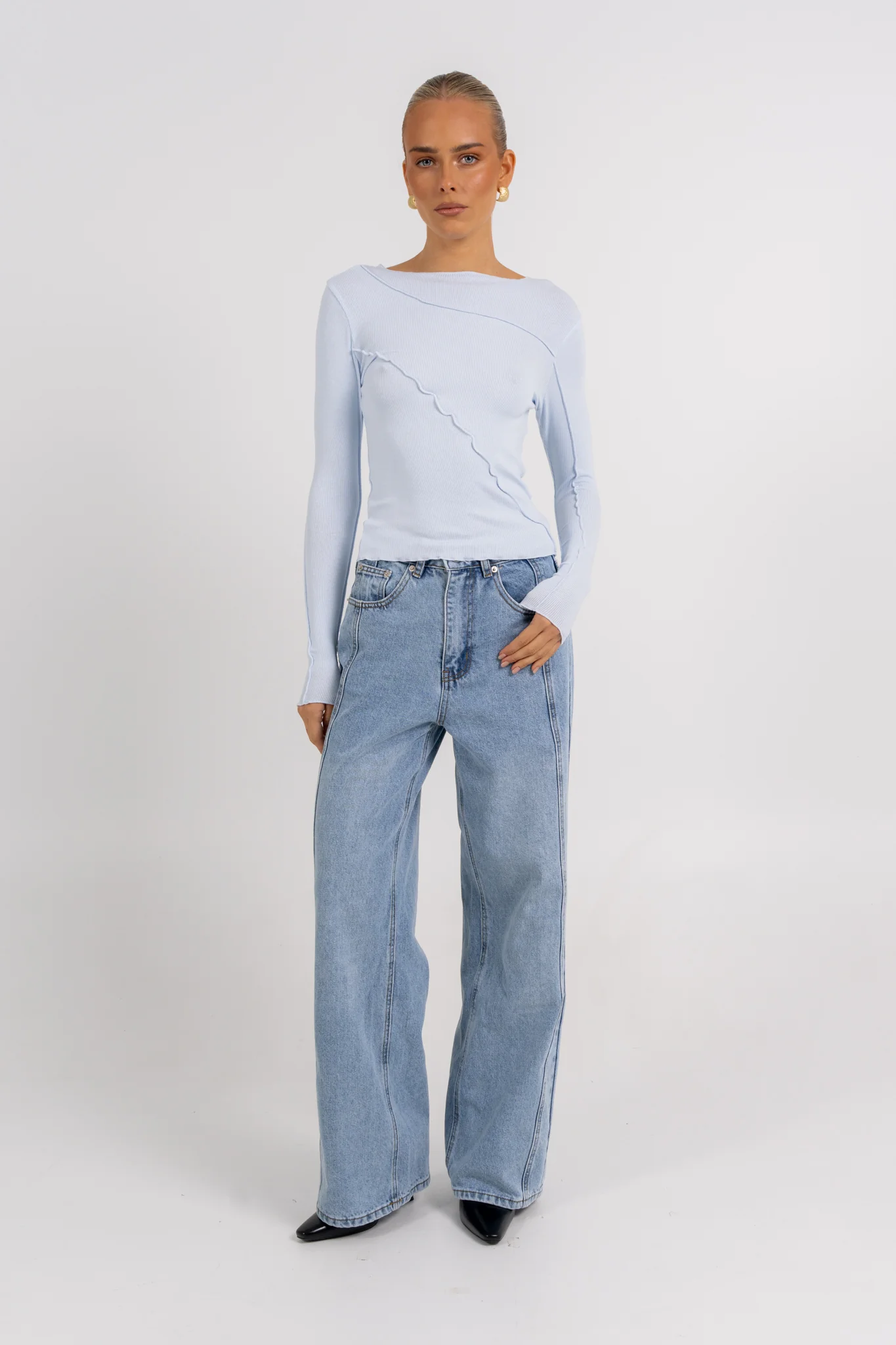 Nicka Long Sleeve Top Blue - Image 3