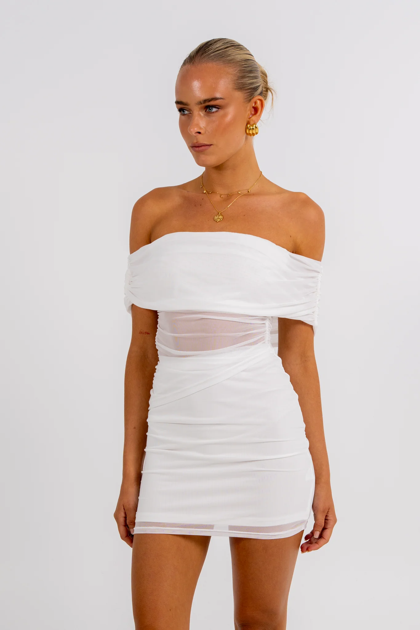 Niya Mini Dress White - Image 5