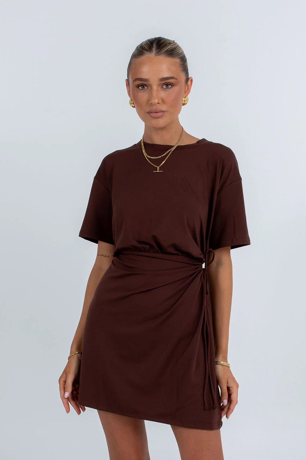 Oriana Mini Dress Chocolate - Image 5