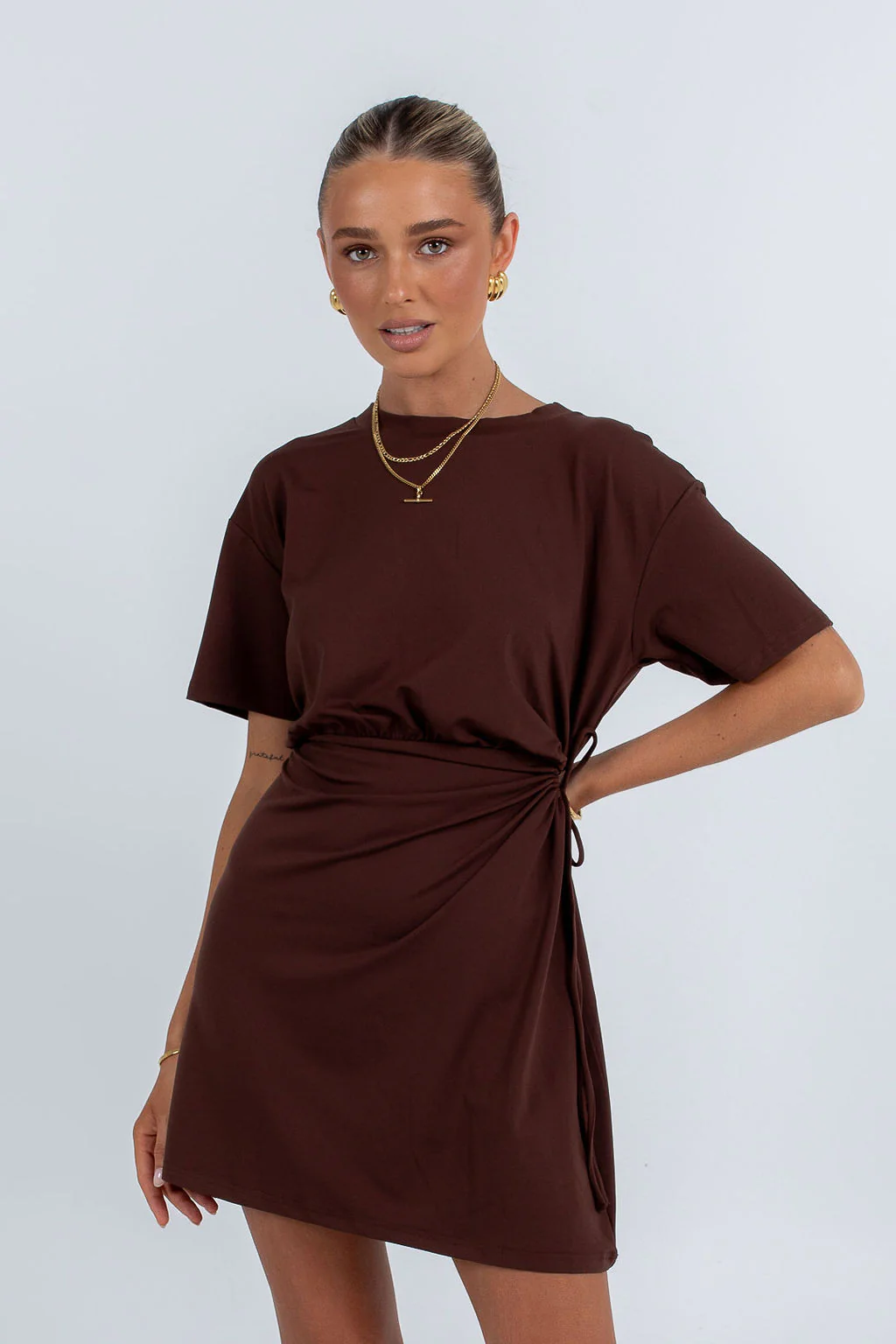 Oriana Mini Dress Chocolate - Image 6