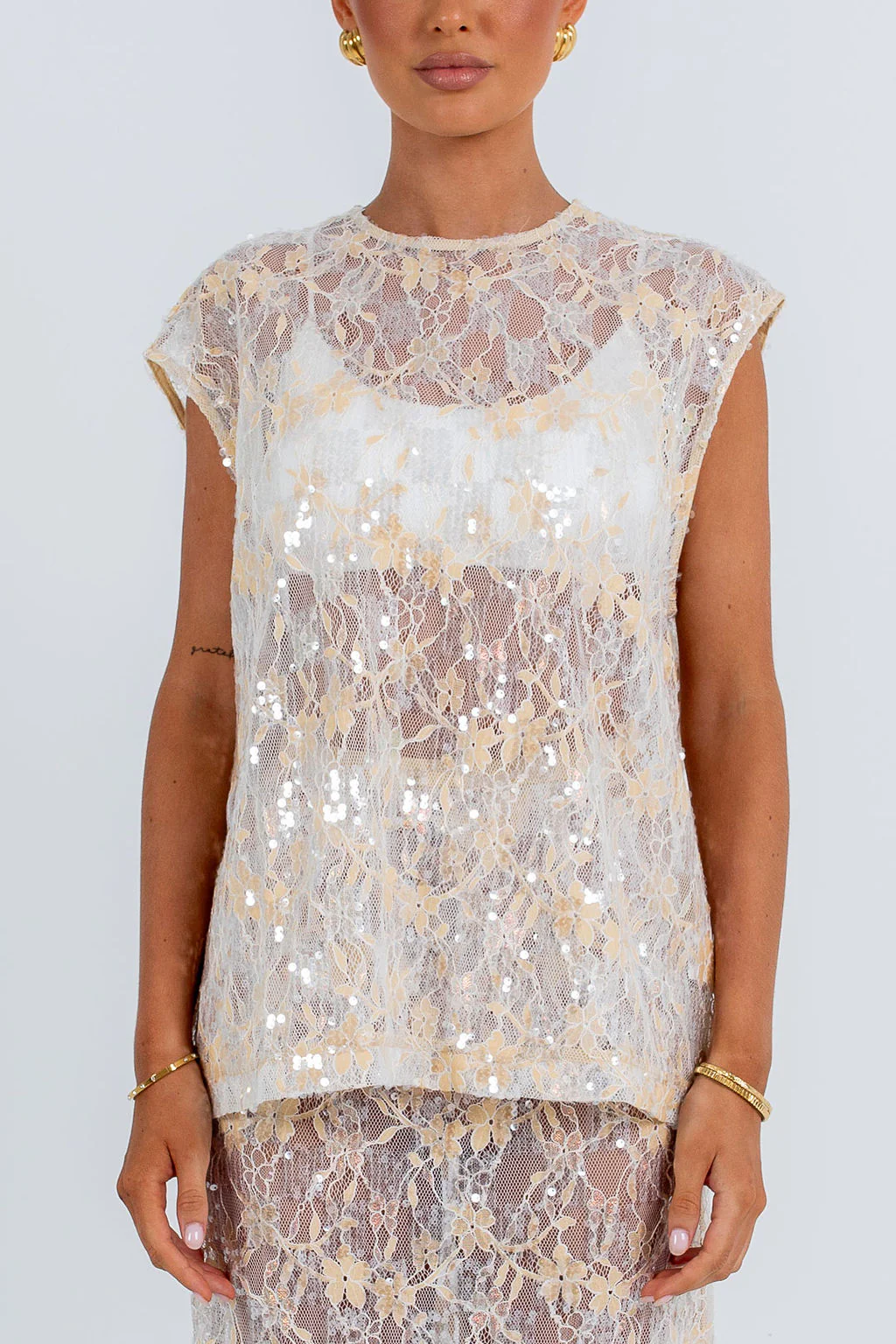 Paige Sequin Top Champagne - Image 14