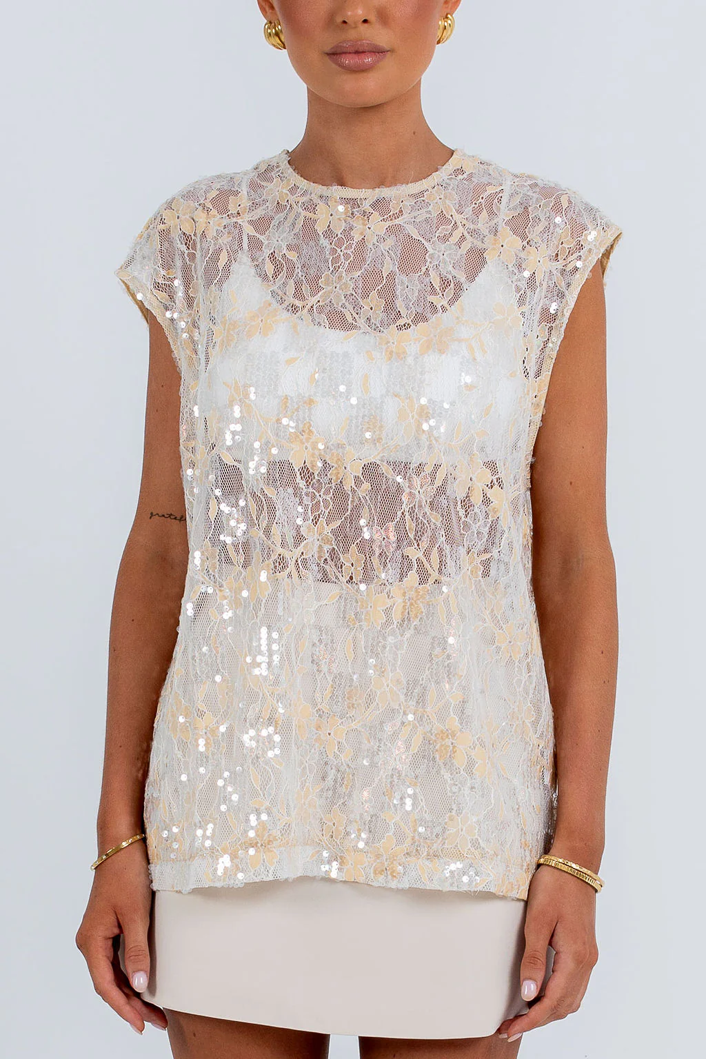 Paige Sequin Top Champagne - Image 3