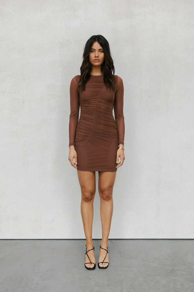 Phoebe Mini Dress Chocolate - Image 9