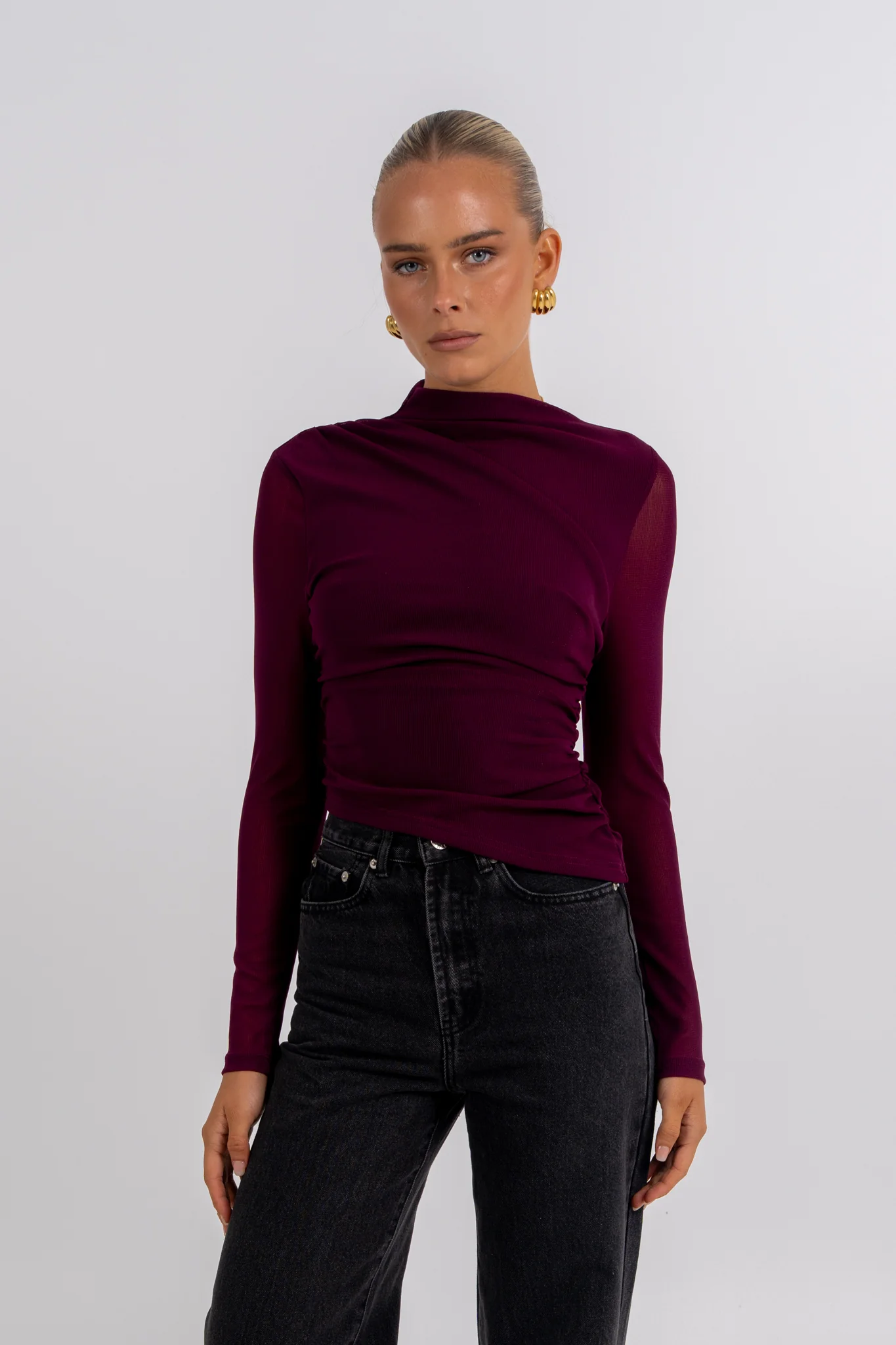 PRE ORDER Dakitah Long Sleeve Top Burgundy - Image 5
