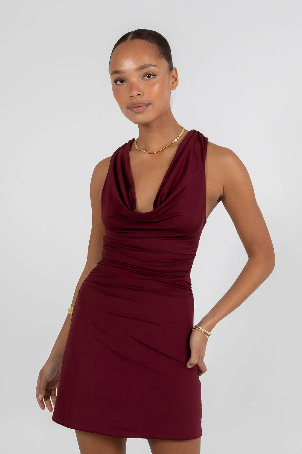 Flossie Mini Dress Burgundy - Image 5