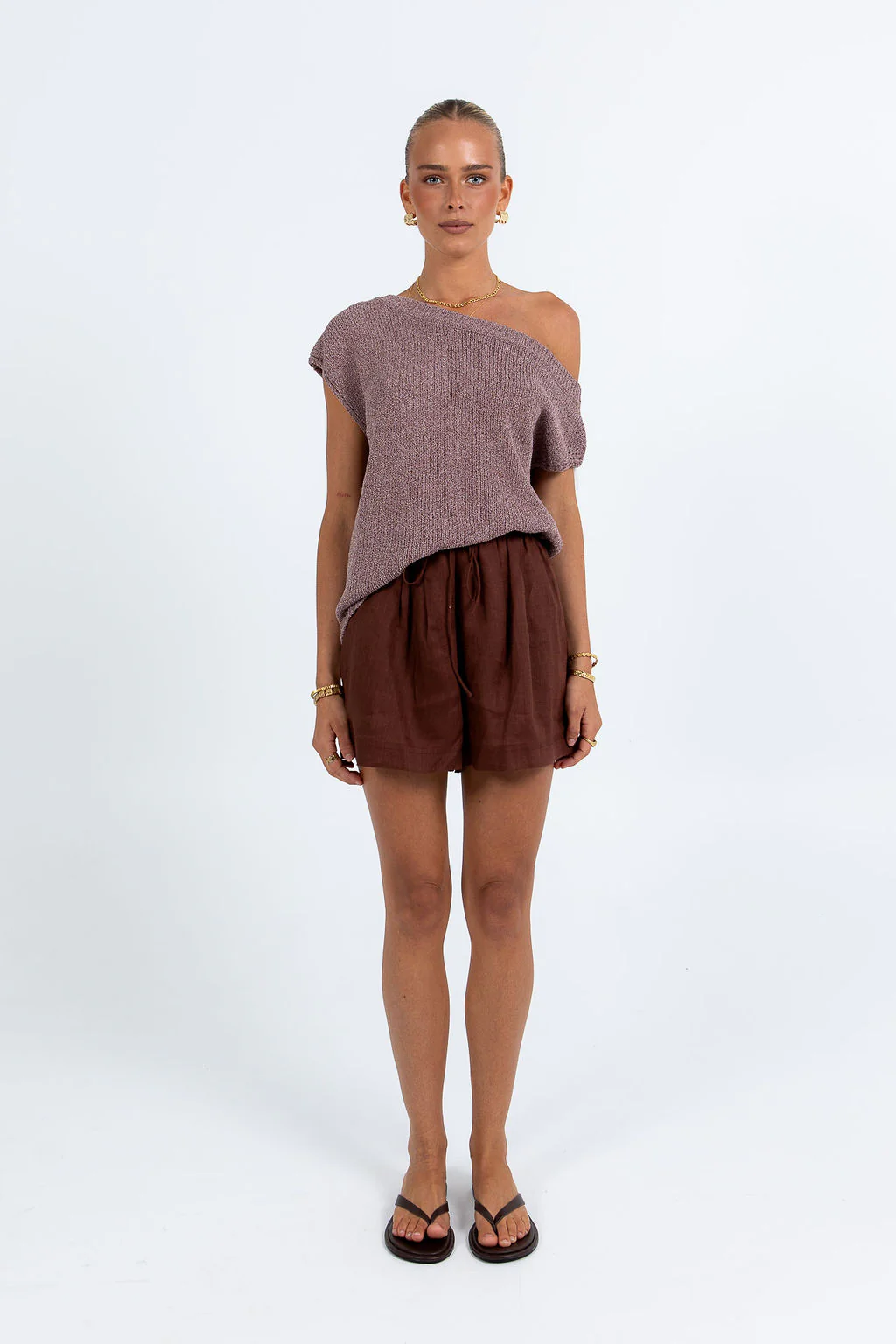 Galina Linen Short Chocolate - Image 7