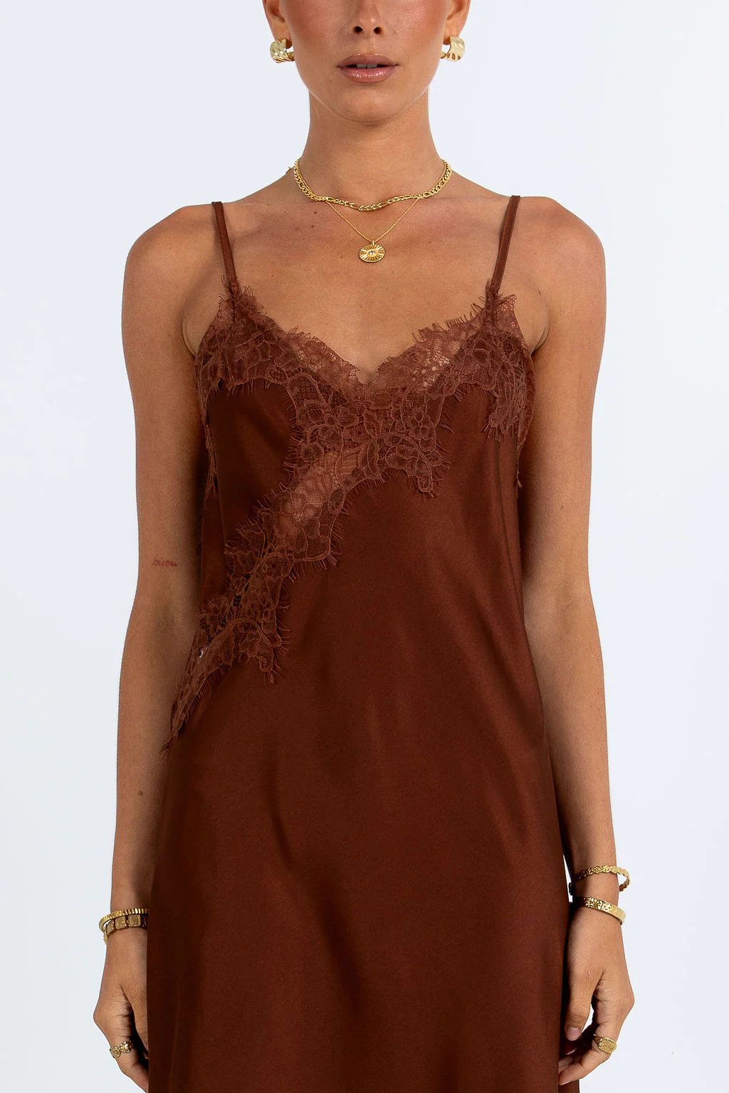 Hallie Midi Dress Brown - Image 2