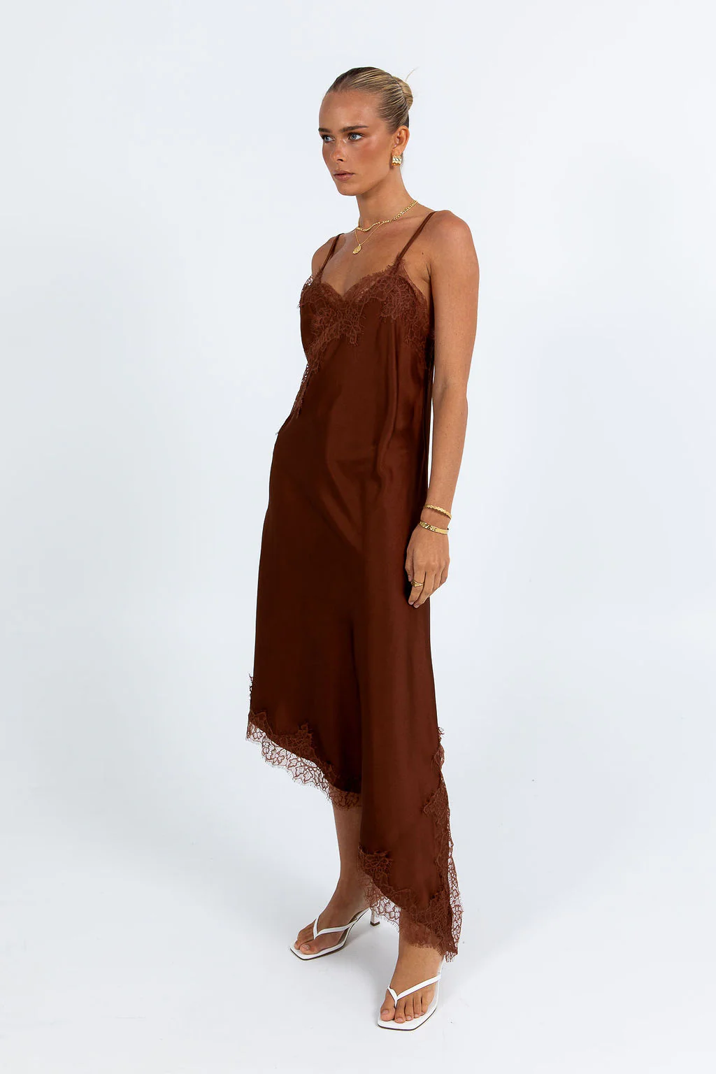 Hallie Midi Dress Brown - Image 5