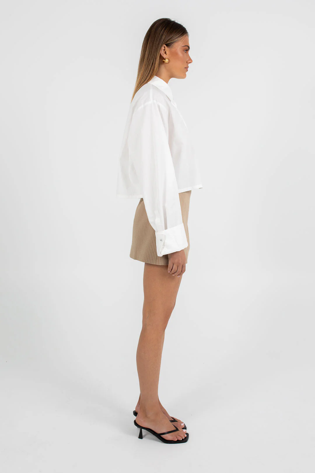 Lacey Cropped Shirt White - Image 12