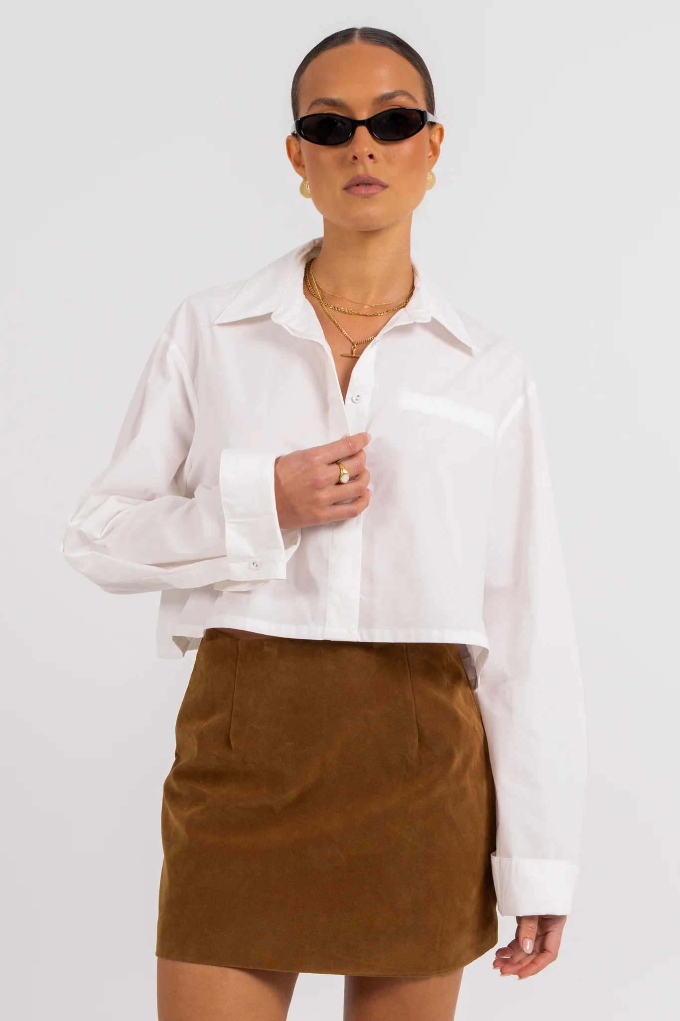 Lacey Cropped Shirt White - Image 4