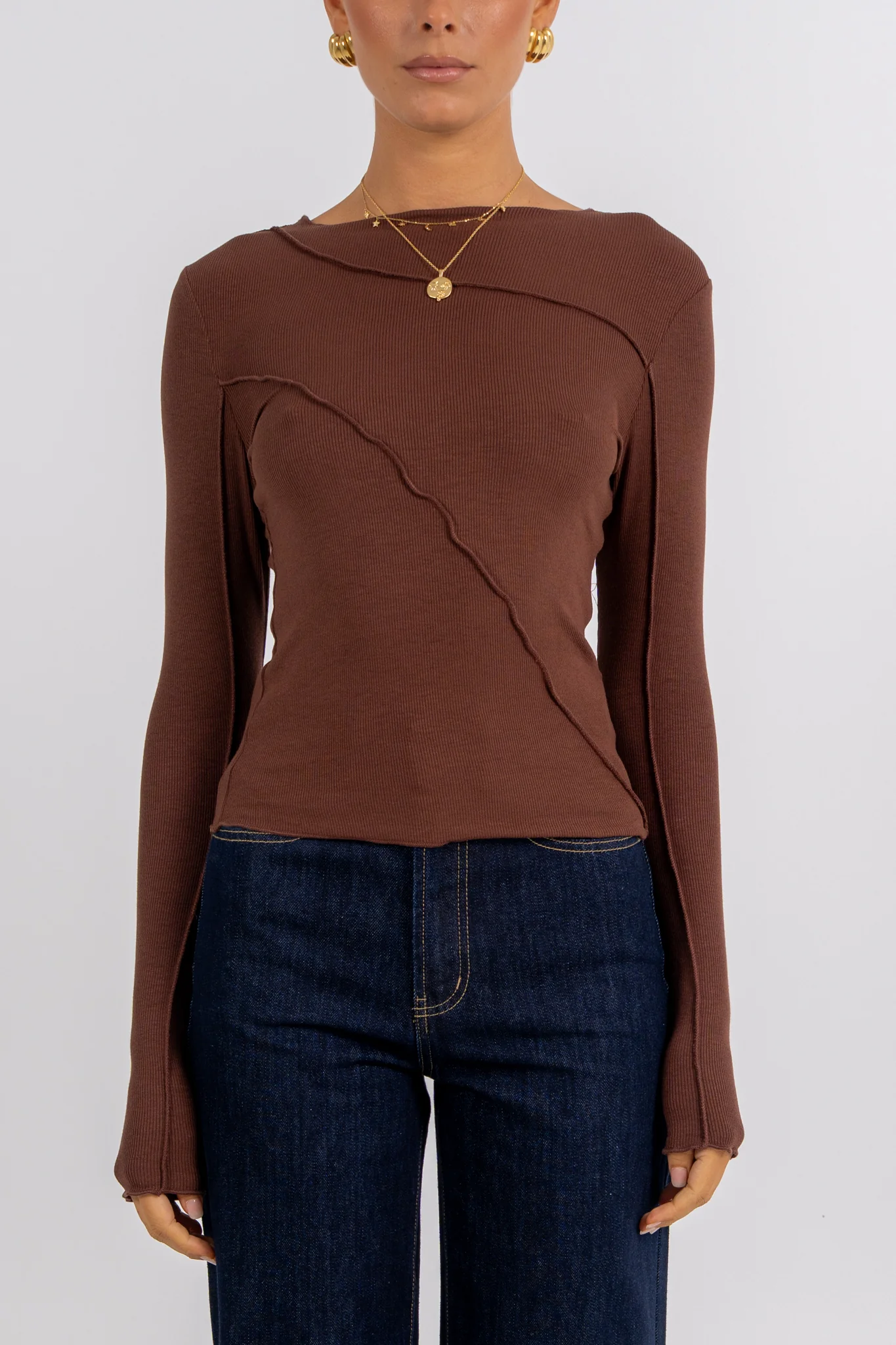 Nicka Long Sleeve Top Chocolate - Image 3