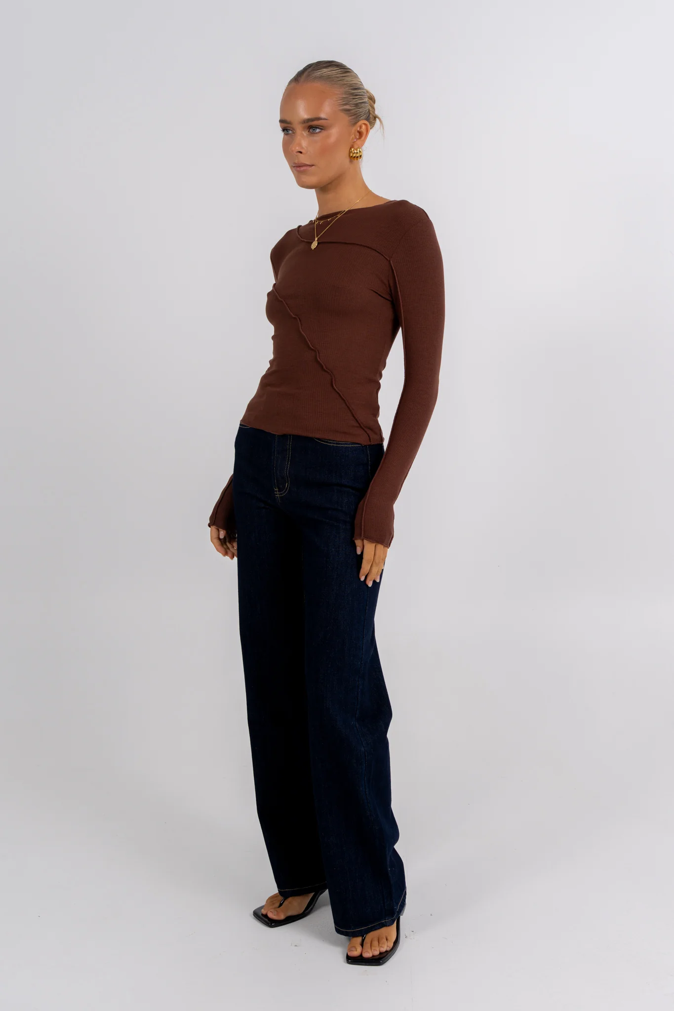 Nicka Long Sleeve Top Chocolate - Image 5
