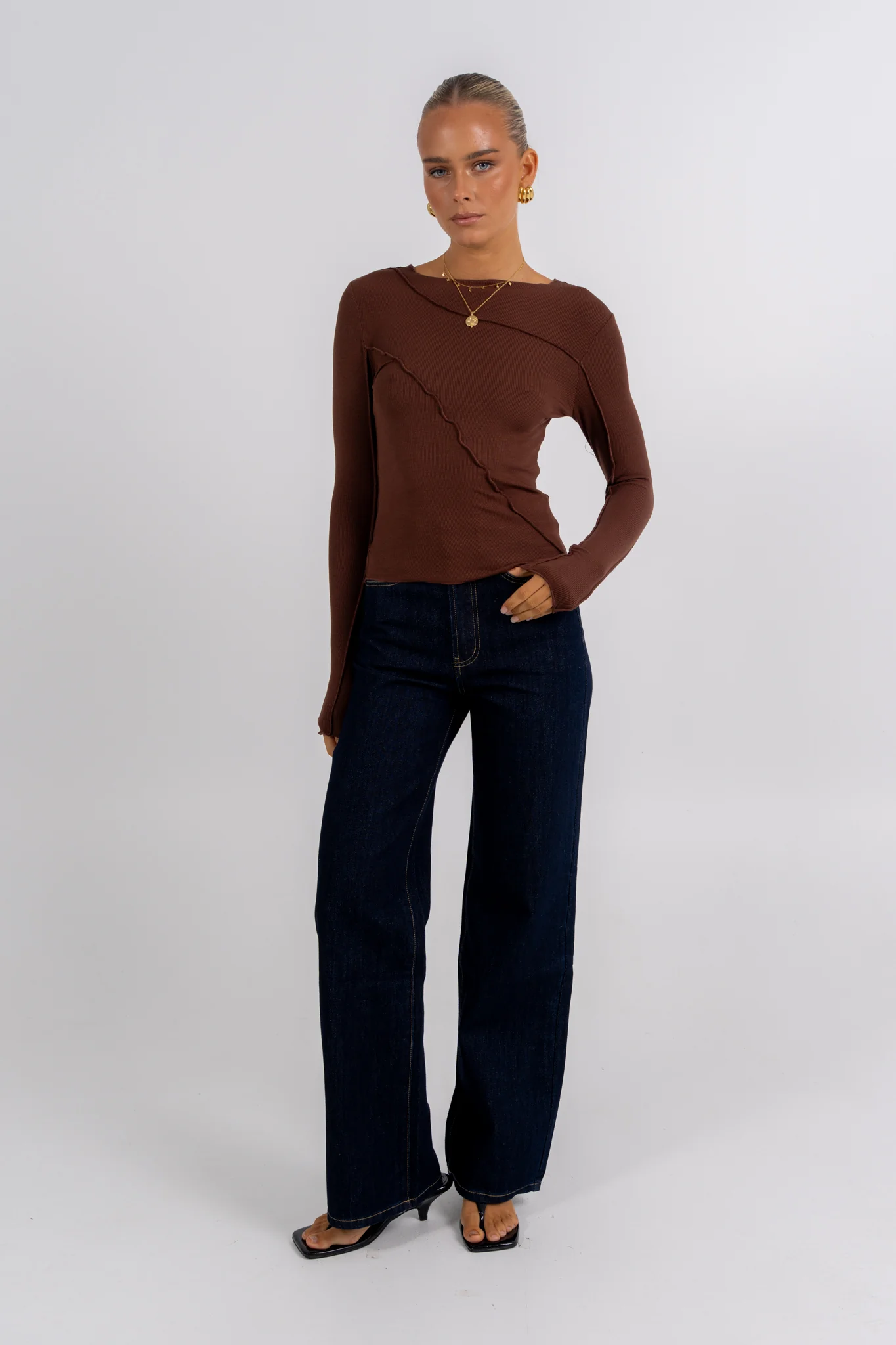 Nicka Long Sleeve Top Chocolate - Image 6