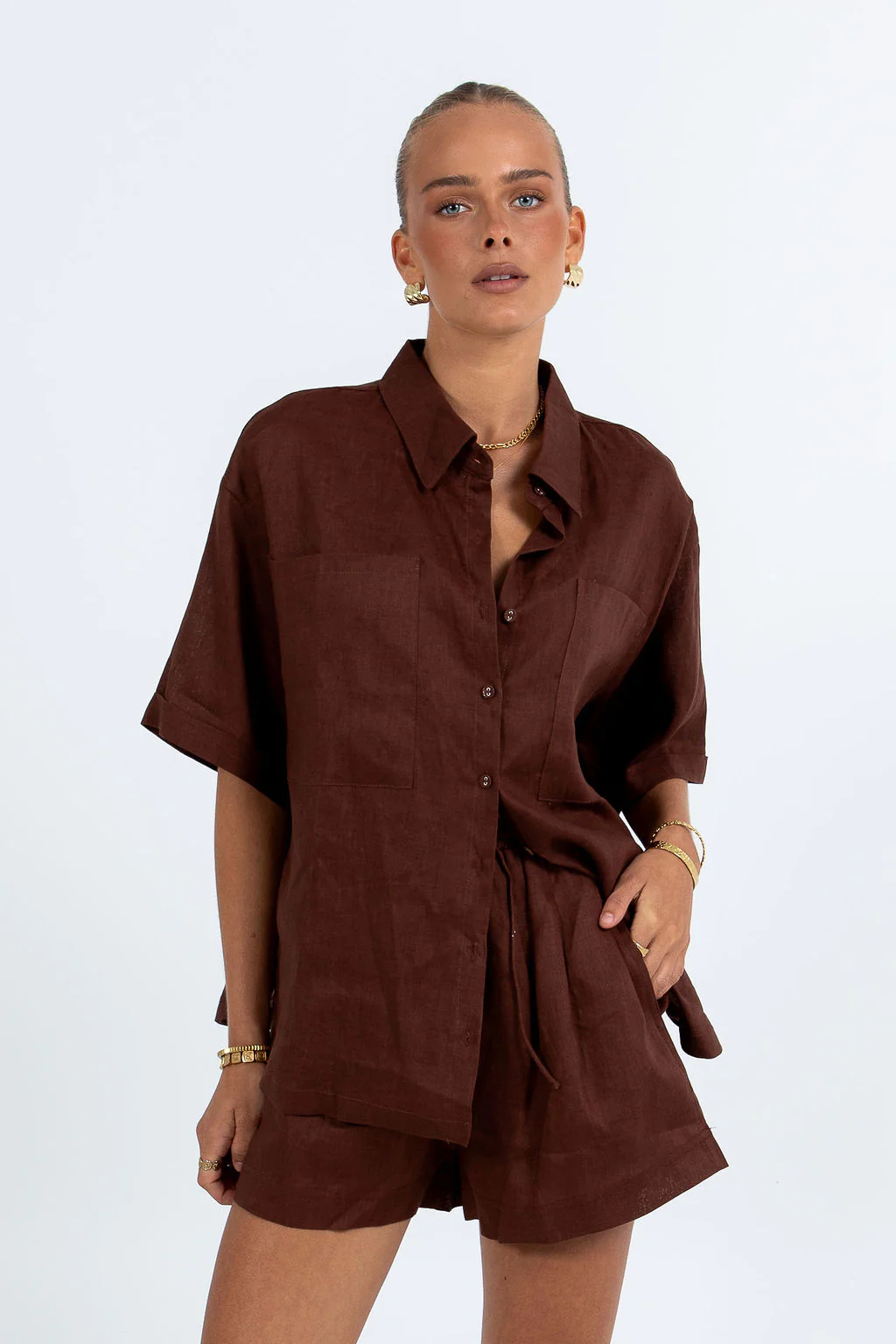 Santal Linen Shirt Chocolate - Image 4