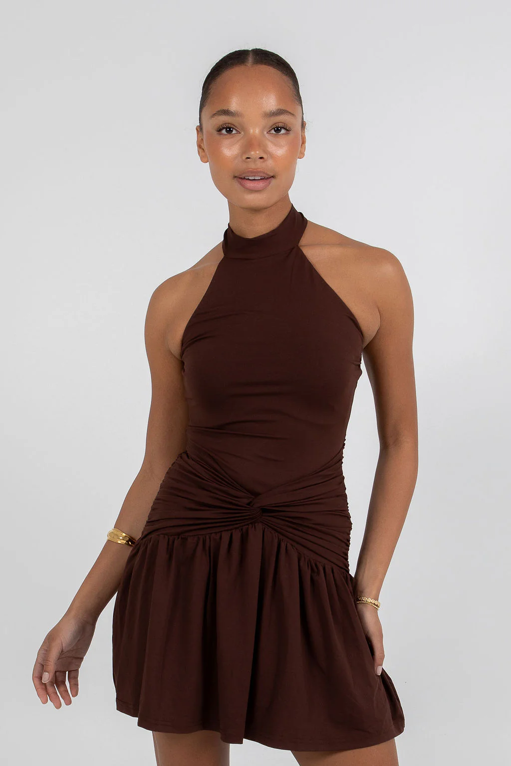 Xena Mini Dress Chocolate - Image 9