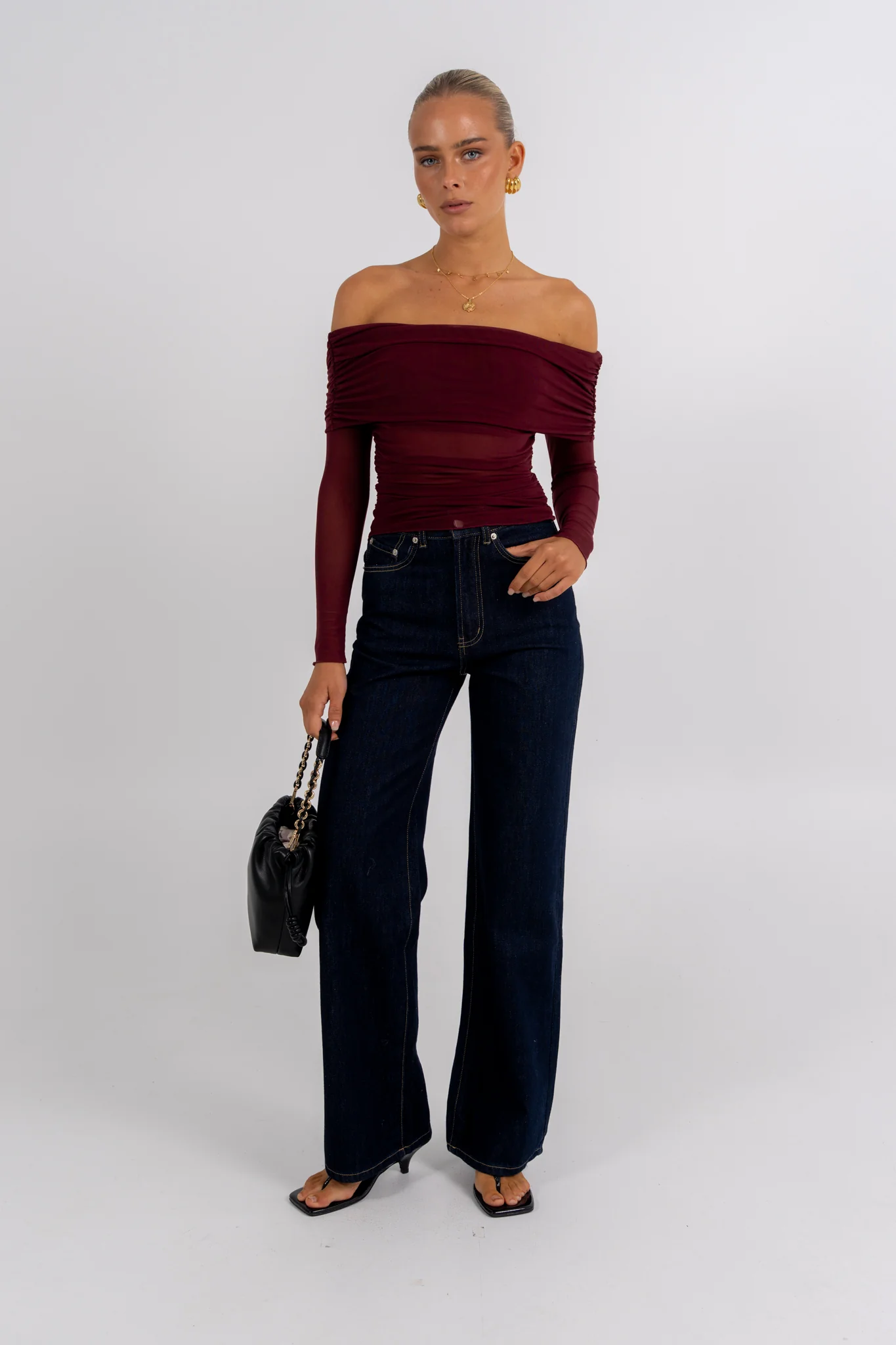Plyrie Off-the-shoulder Top Burgundy - Image 3
