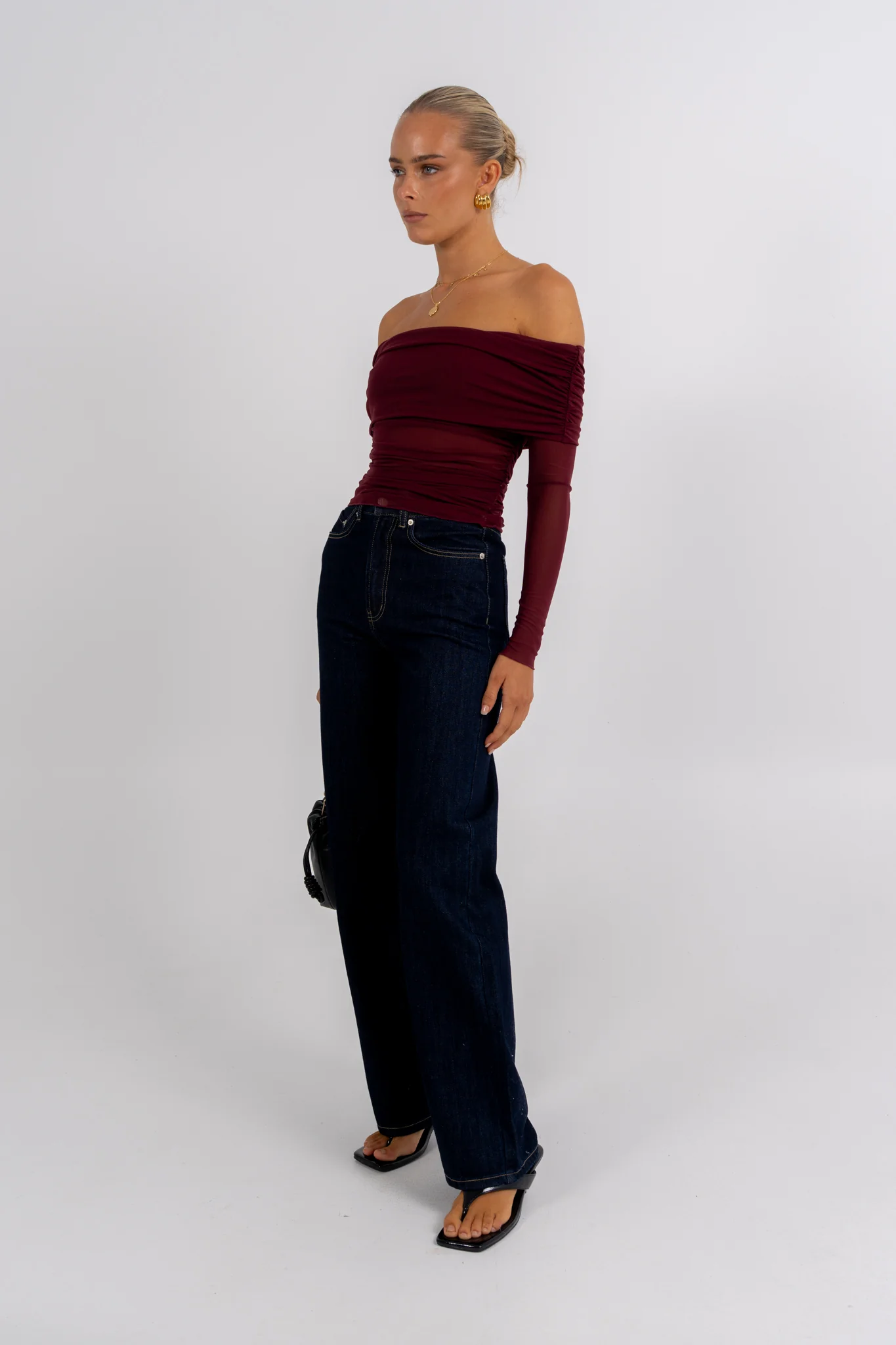 Plyrie Off-the-shoulder Top Burgundy - Image 7