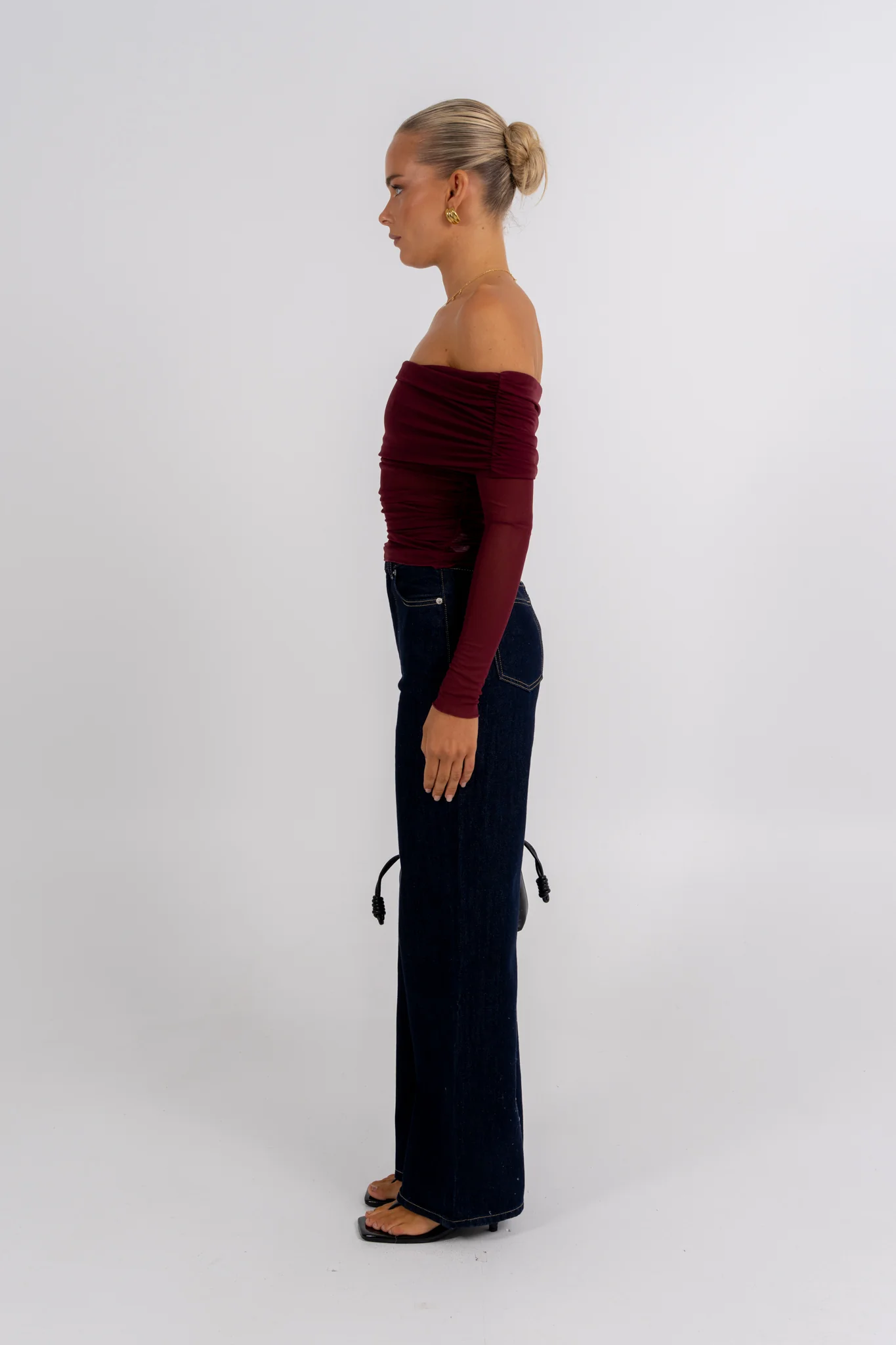 Plyrie Off-the-shoulder Top Burgundy - Image 8