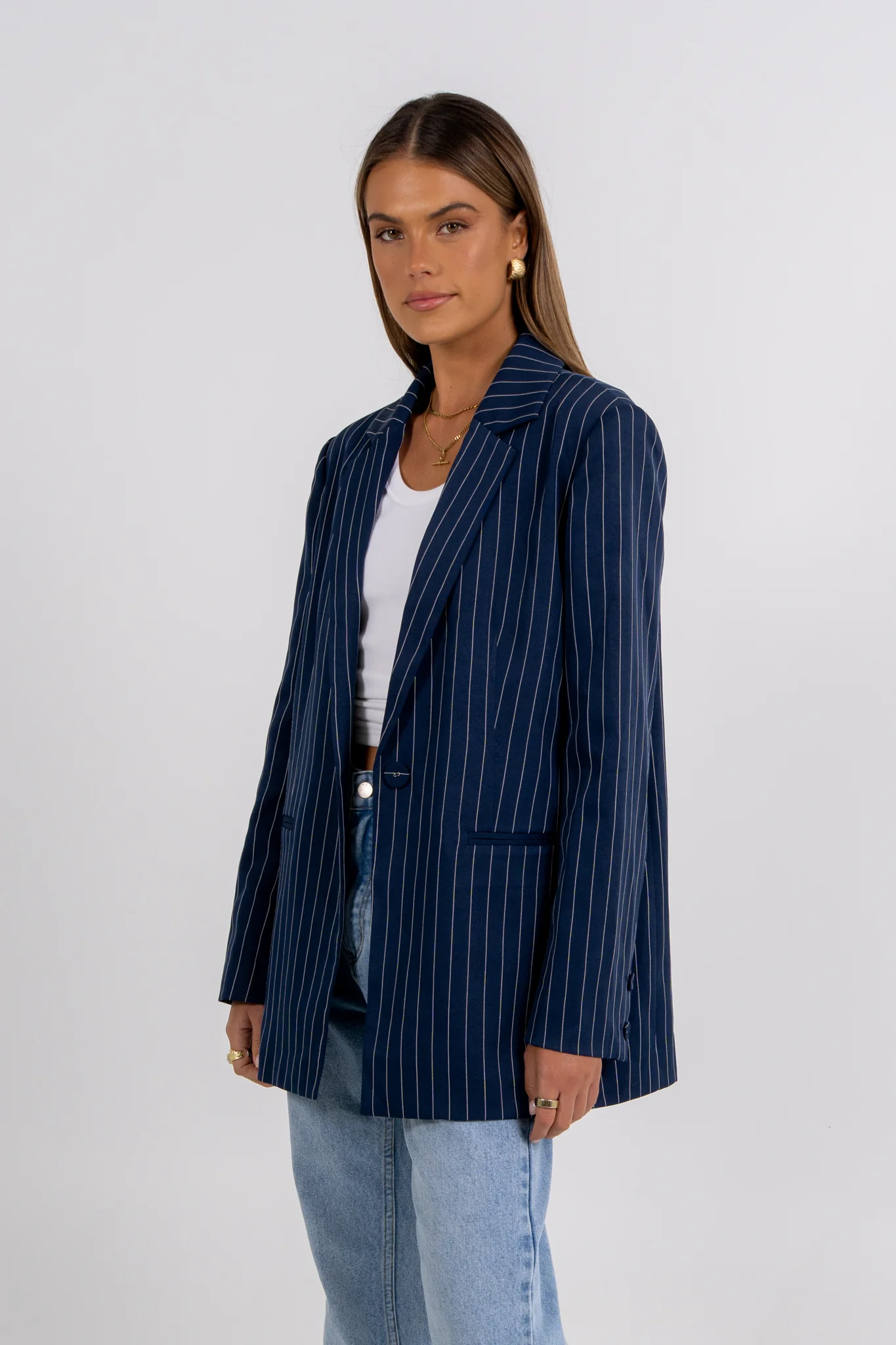 Quade Blazer Navy Pinstripe