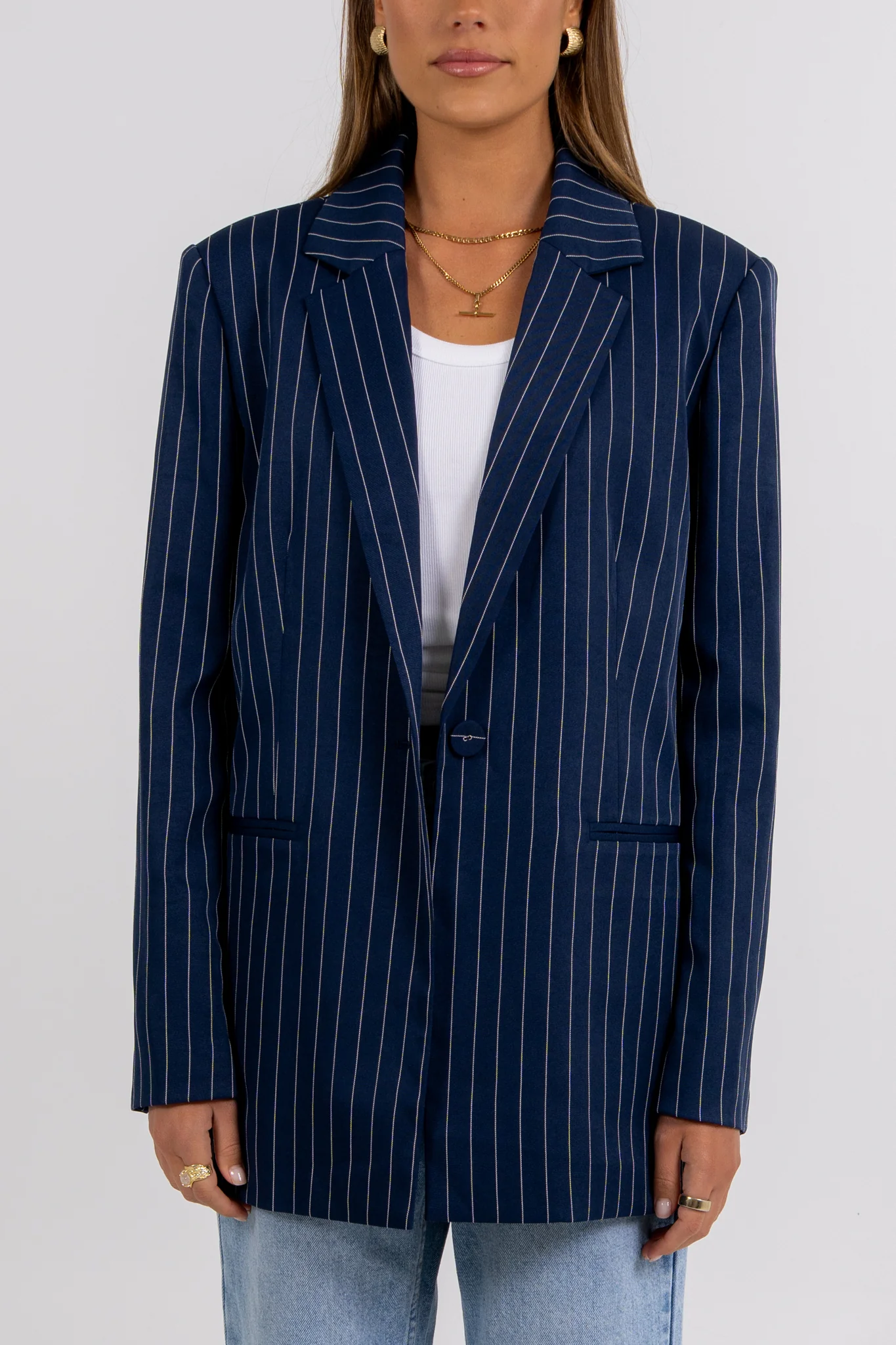 Quade Blazer Navy Pinstripe - Image 3