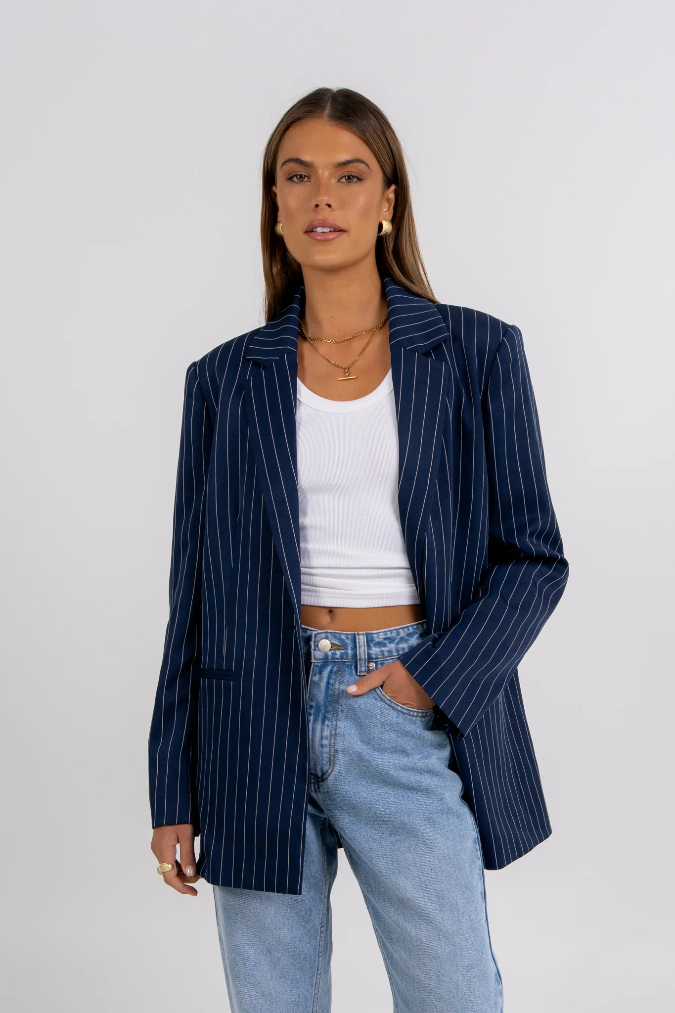 Quade Blazer Navy Pinstripe - Image 6