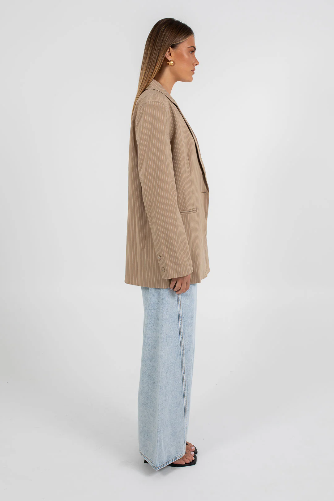 Quade Blazer Beige Pinstripe - Image 9