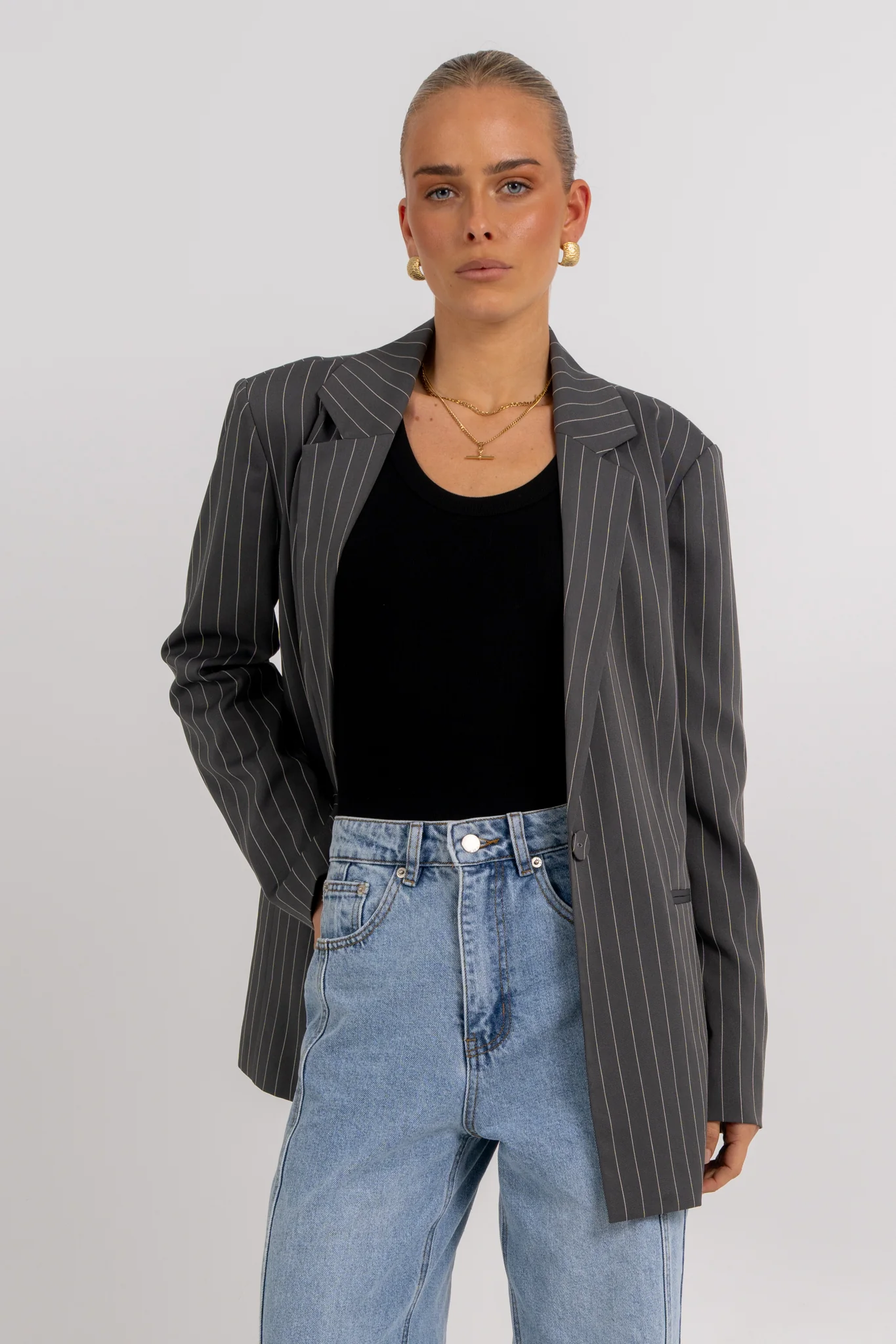Quade Blazer Charcoal Pinstripe - Image 6