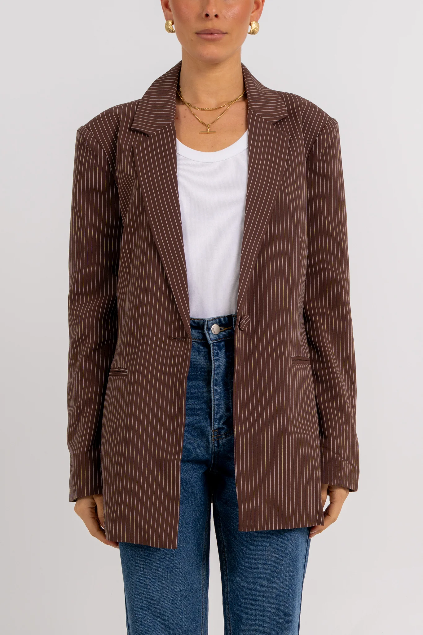 Quade Blazer Chocolate Pinstripe - Image 19