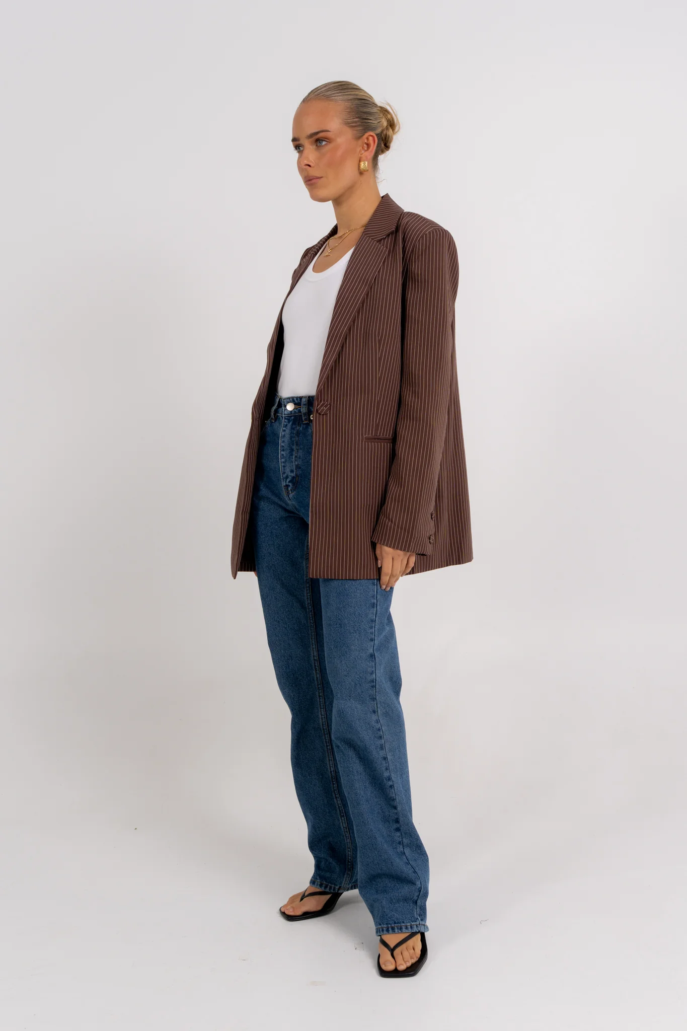 Quade Blazer Chocolate Pinstripe - Image 5
