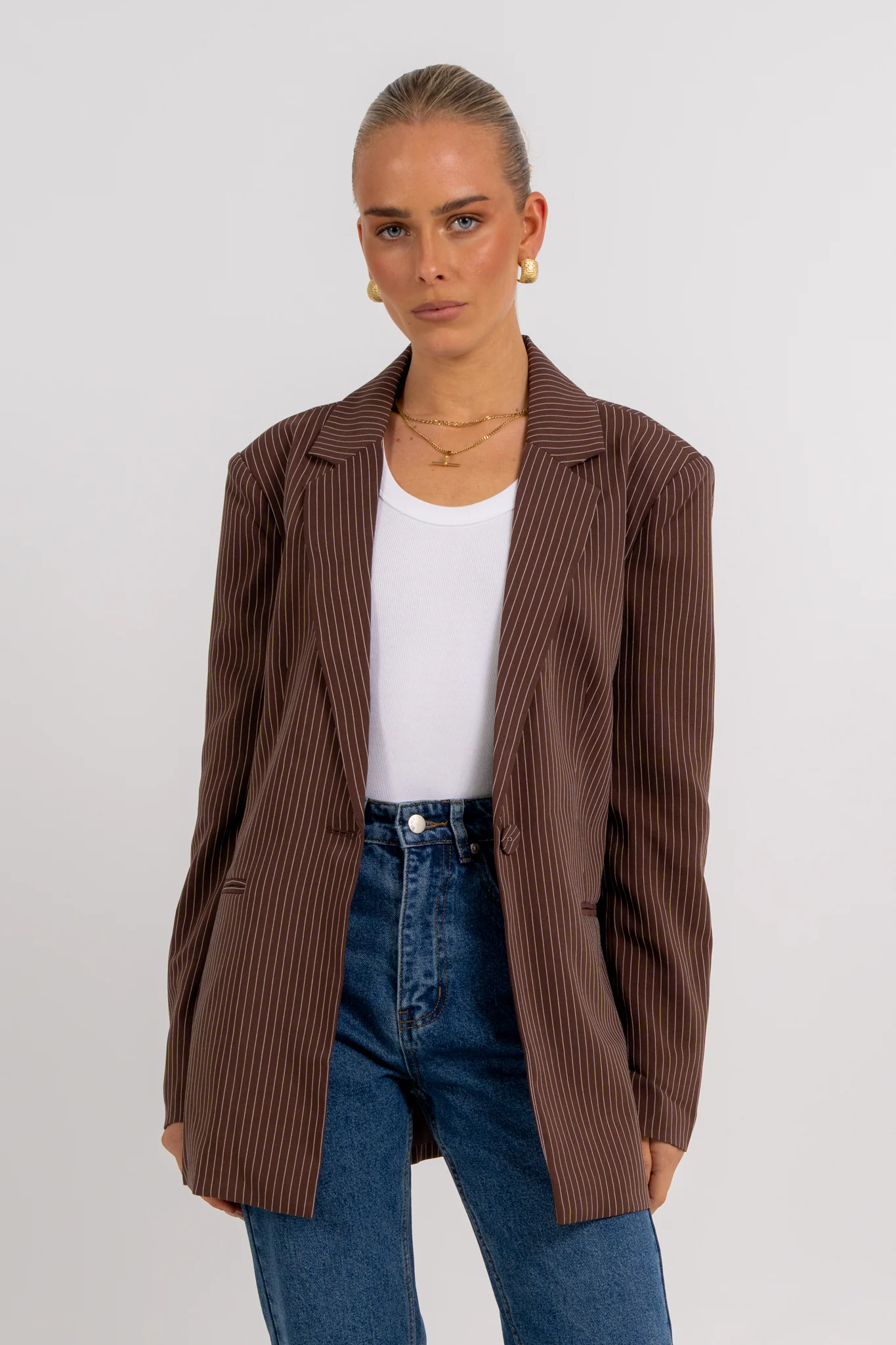 Quade Blazer Chocolate Pinstripe - Image 7