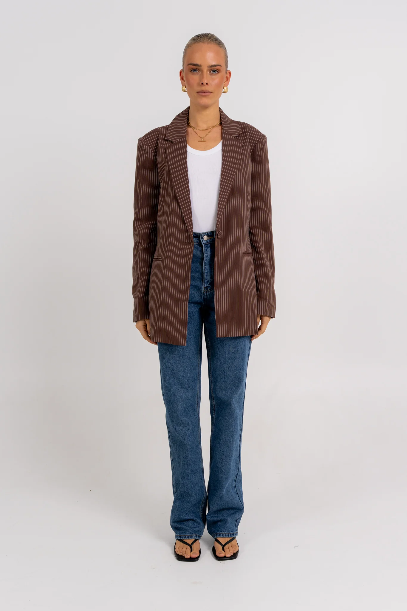 Quade Blazer Chocolate Pinstripe - Image 8