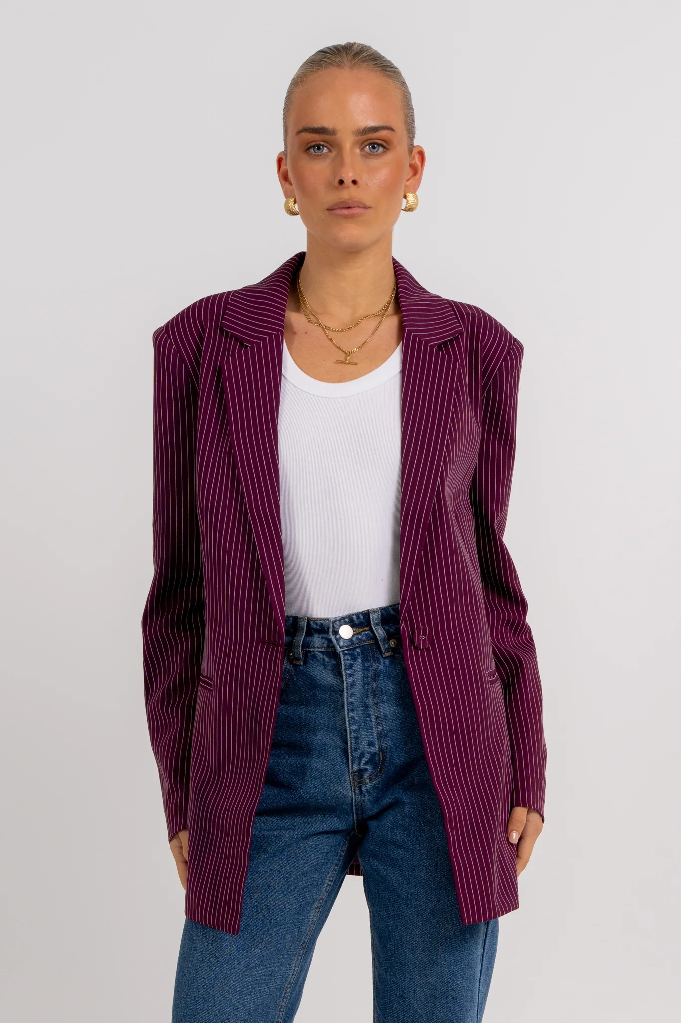 Quade Blazer Plum Pinstripe - Image 10