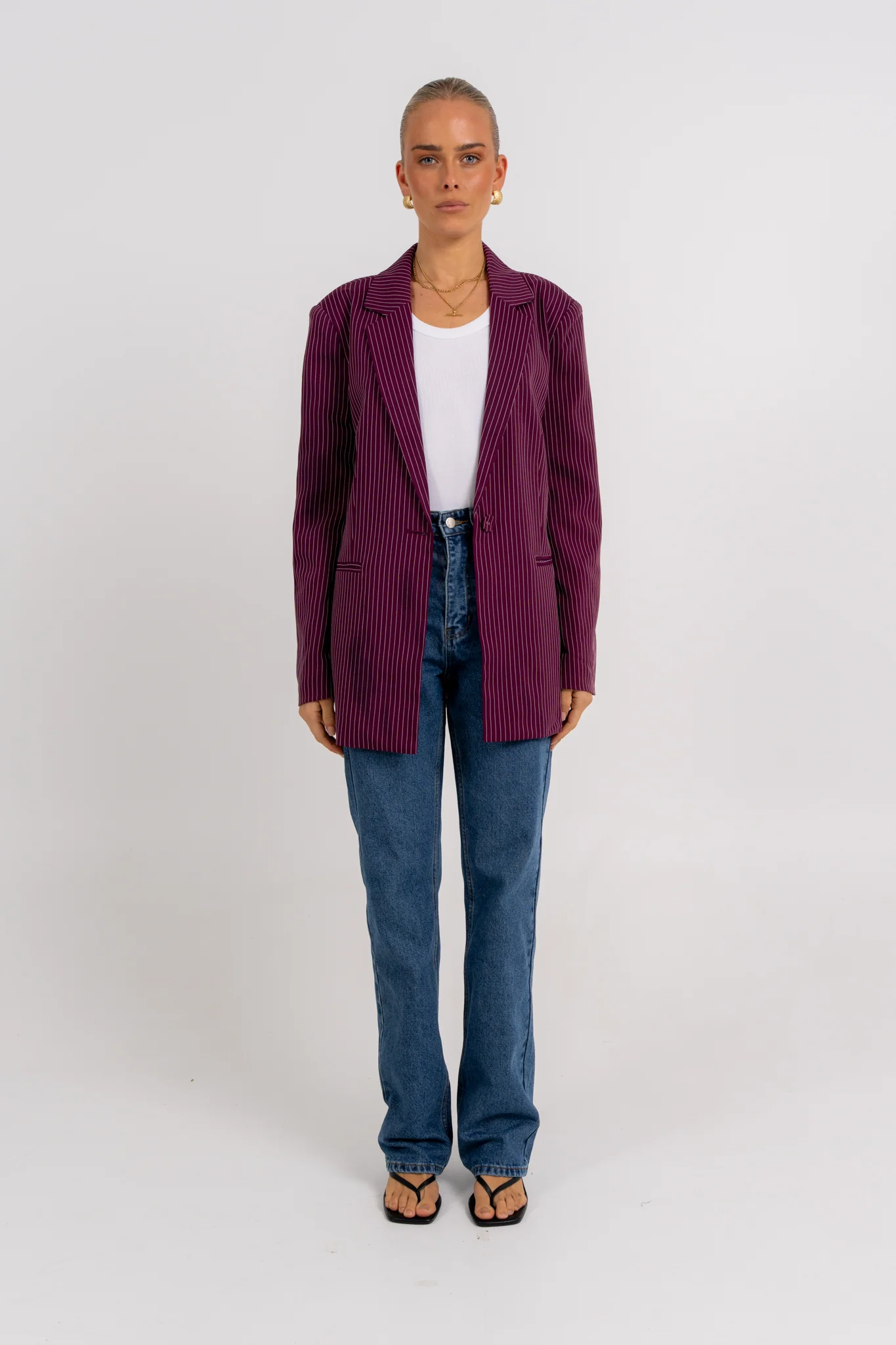 Quade Blazer Plum Pinstripe - Image 12