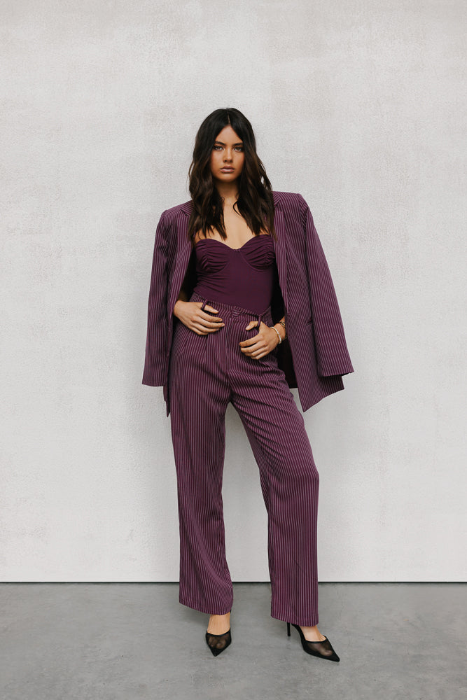 Quade Blazer Plum Pinstripe - Image 4