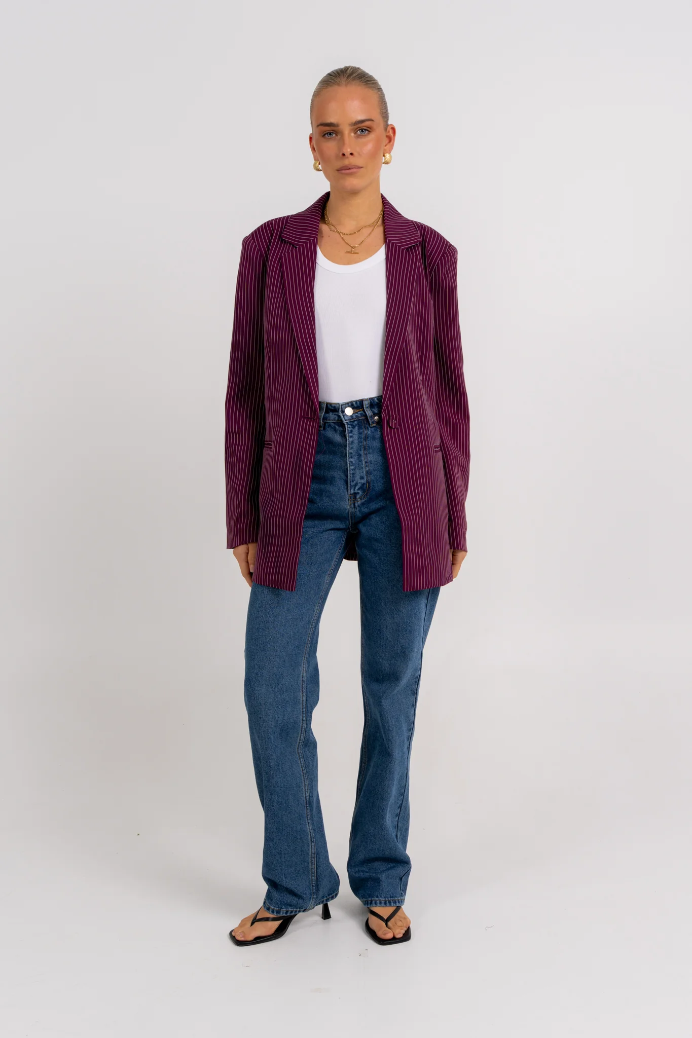 Quade Blazer Plum Pinstripe - Image 7