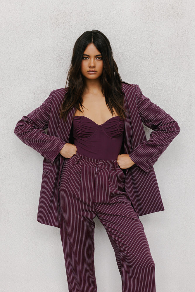 Quade Blazer Plum Pinstripe - Image 9